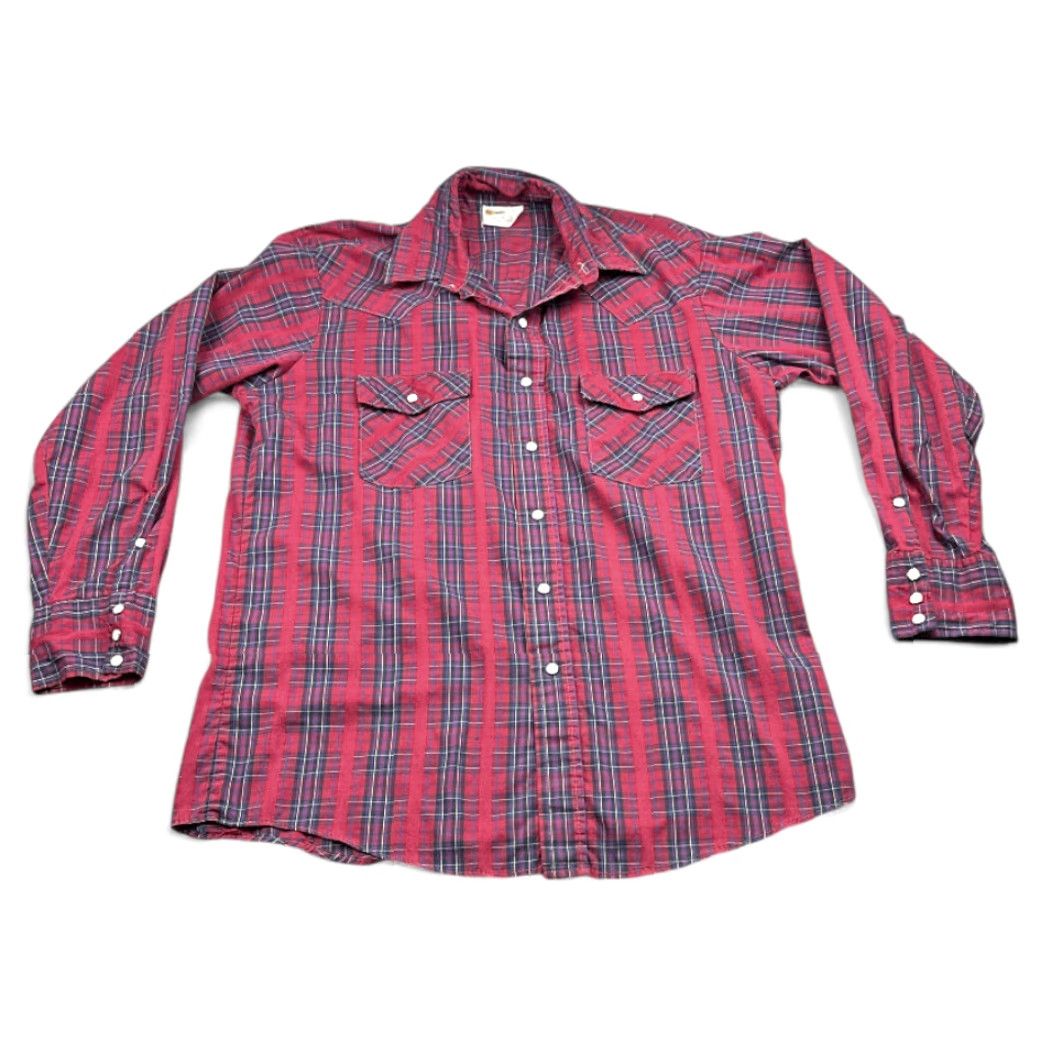 Imperial VINTAGE Key Imperial Western Shirt Adult XL Red Plaid 80s Cotton Blend Pockets Snap Closure Button-Up Collared Mens Size US XL / EU 56 / 4 - 2 Thumbnail