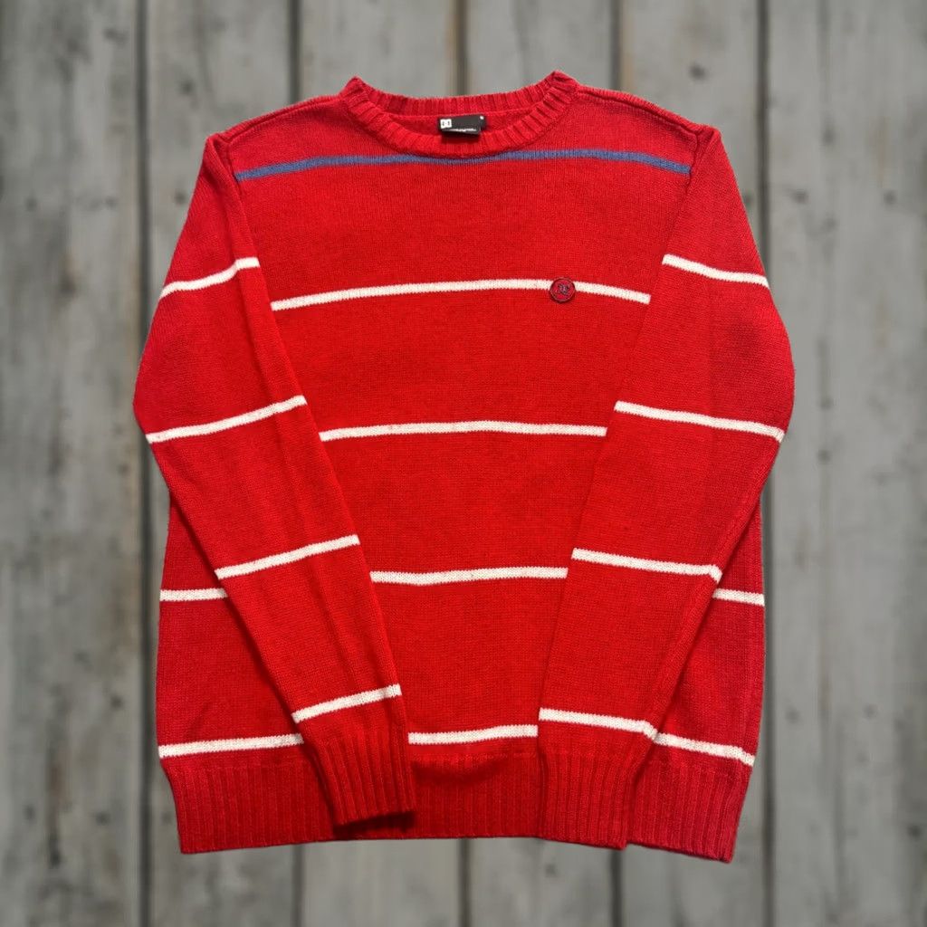 Vintage DC Shoes Sweater Pullover Mens Medium Striped Red Cotton Y2K Skater Sweatshirt Size US M / EU 48-50 / 2 - 1 Thumbnail