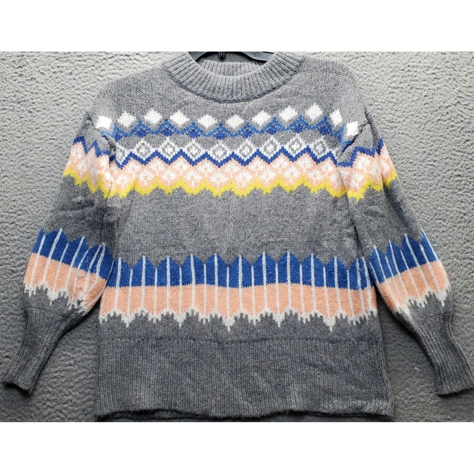Loft LOFT Knit Sweater Womens Small Multicolor Fair Isle Wool Blend Long Sleeve Crew Neck Size S / US 4 / IT 40 - 2 Thumbnail