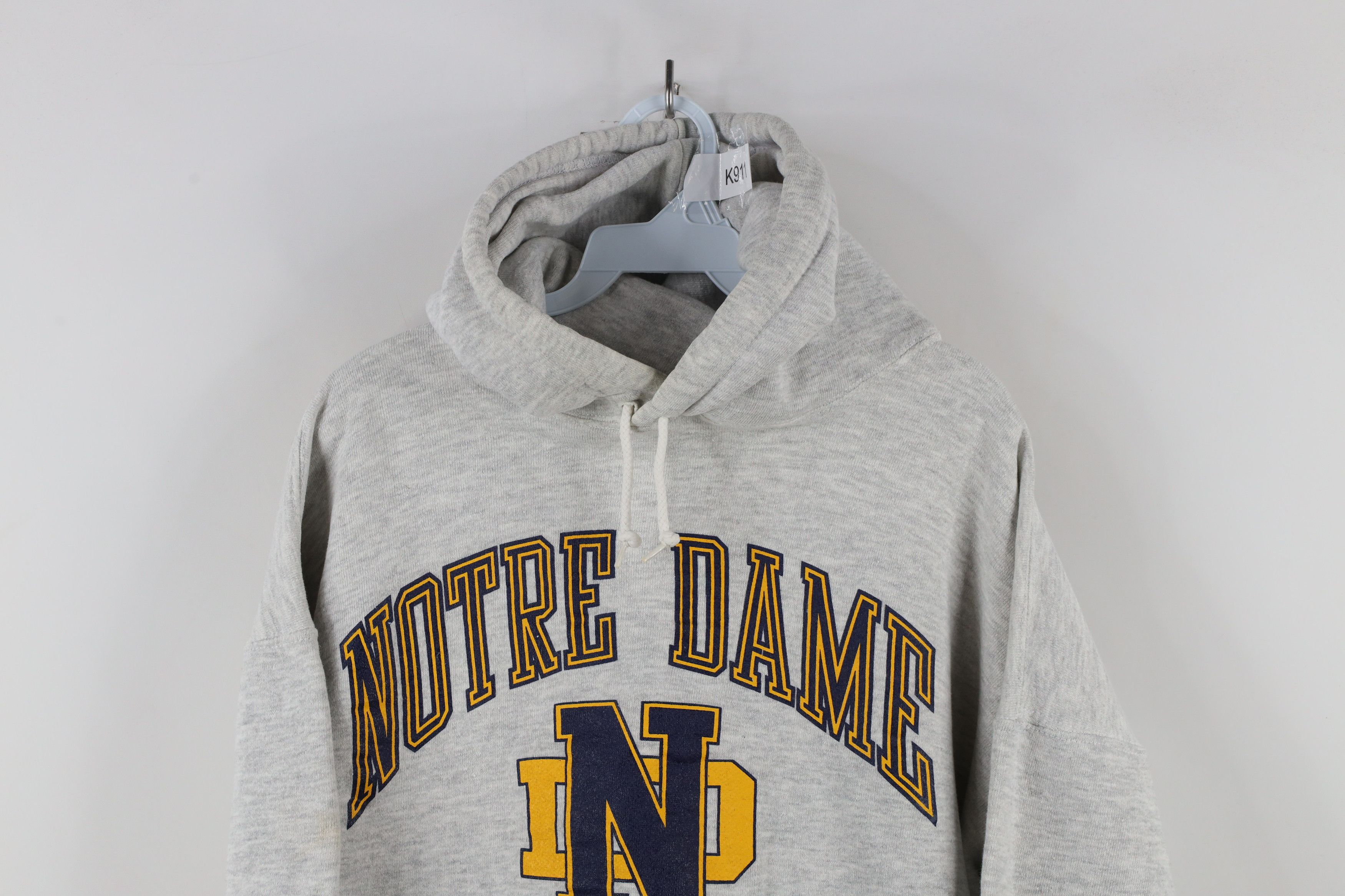 Vintage Vintage 90s Notre Dame University Football Hoodie Gray USA Size US XL / EU 56 / 4 - 2 Thumbnail
