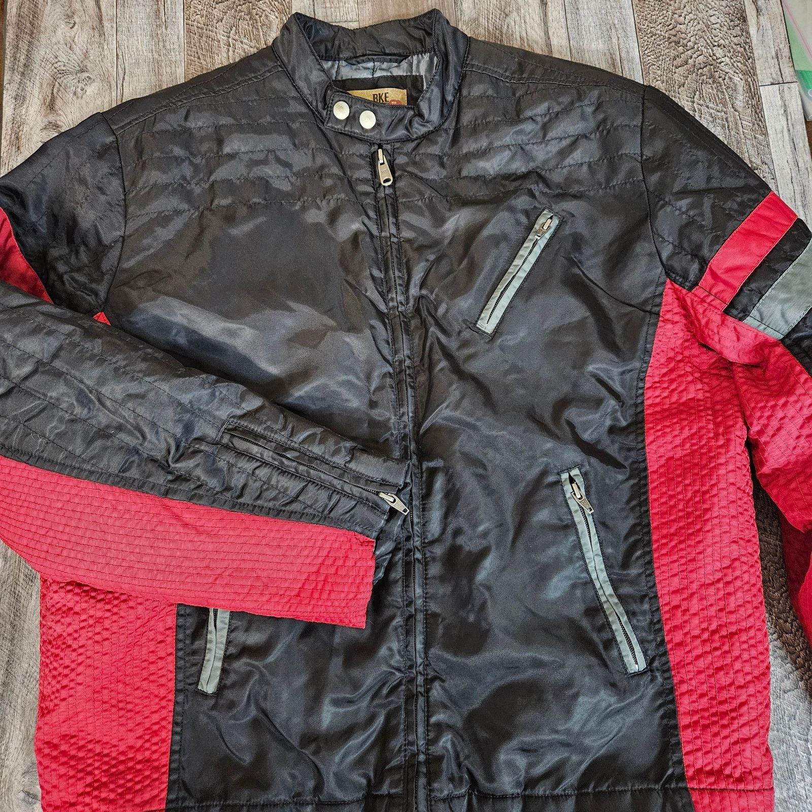 BKE Quilted Moto Bomber Jacket Y2K Quilted Biker