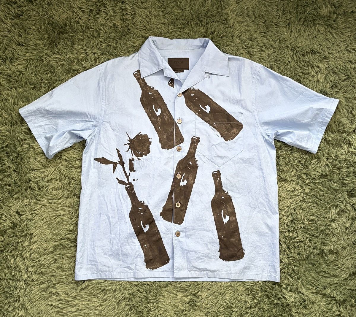 Prada Prada Celeste Wine Bottle Rose Shirt Size US L / EU 52-54 / 3 - 1 Thumbnail
