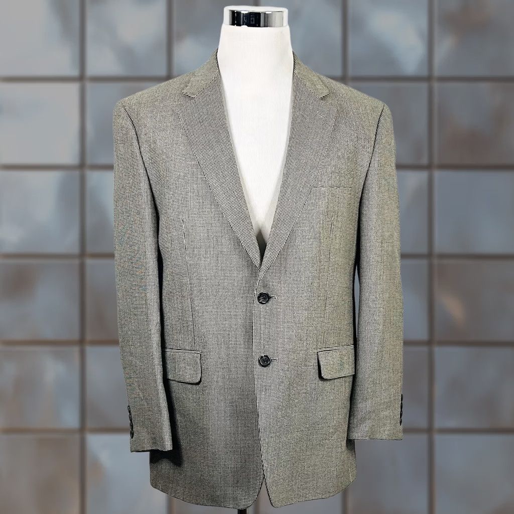 Chaps Chaps Sport Coat 42R Silk Wool Blend Gold Houndstooth Two-Button Lined Vented Jacket Men Regular Notch Lapel Vintage No Size US XS / EU 42 / 0 - 1 Thumbnail