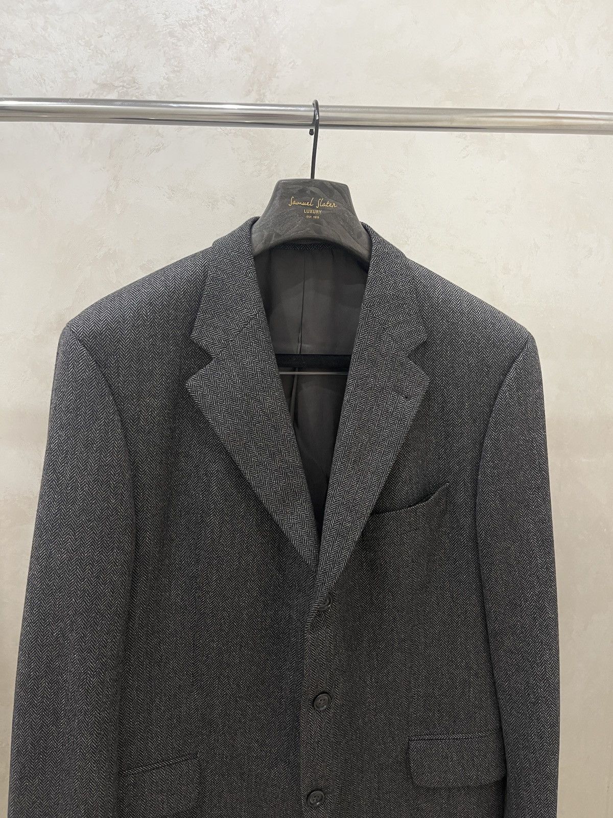 Baumler Baumler vintage blazer wool herringbone jacket sport coat Size 48R - 2 Thumbnail