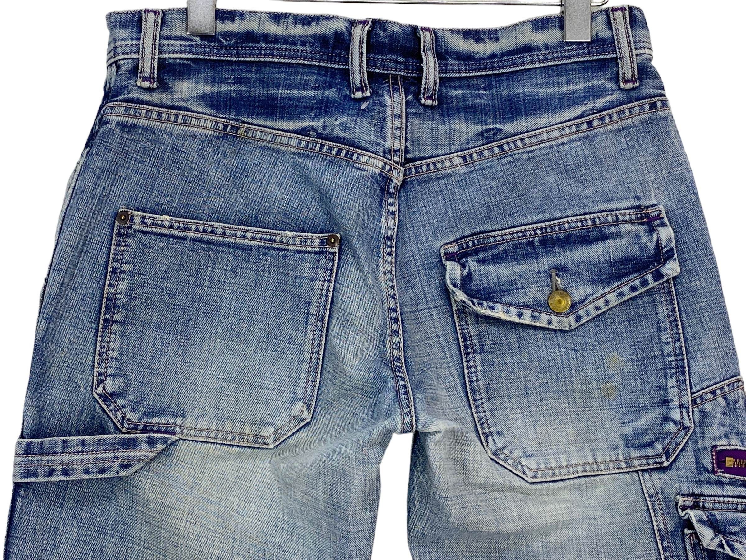 Japanese Brand Cargo Denim Jeans Japanese Surfwear Hip Hop Size US 33 - 4 Thumbnail