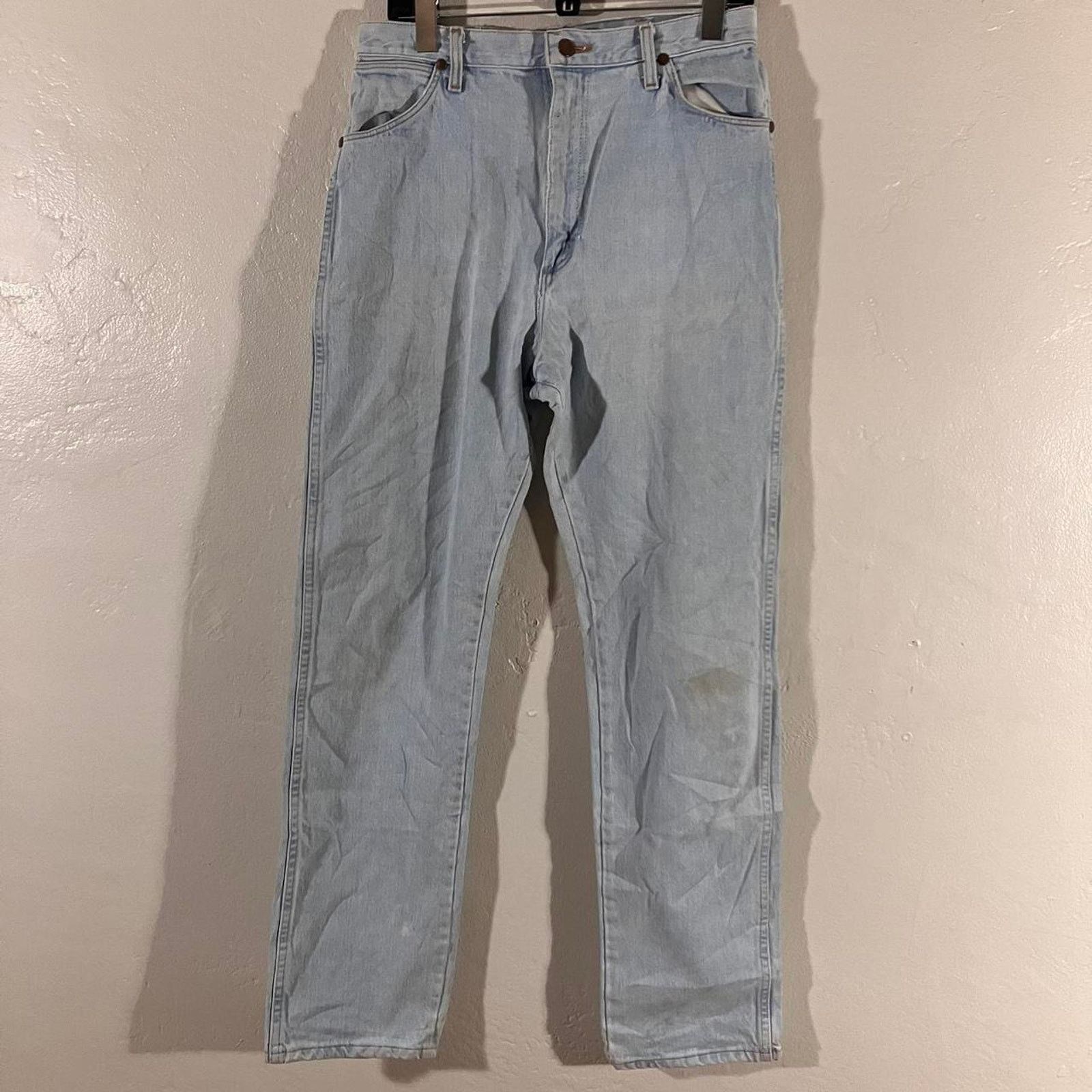 Vintage × Wrangler Vintage 80s Wrangler Jeans Light Wash Denim Made in USA Size 34" / US 12 / IT 48 - 1 Thumbnail