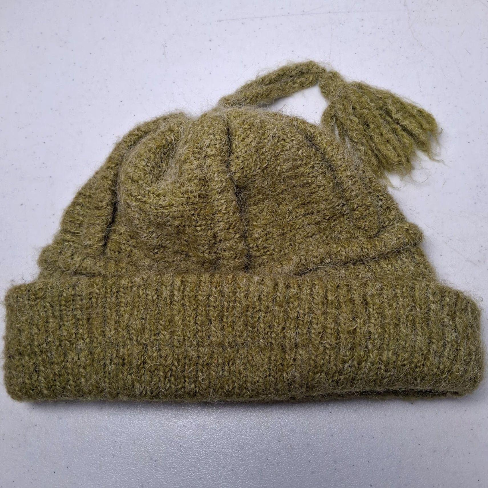 CO VINTAGE Peruvian Trading Co Knit Hat Green Tassel Winter Beanie Hippie Boho Women One Size Green Tassled Beanie Boho Hippie Winter Size ONE SIZE - 5 Thumbnail