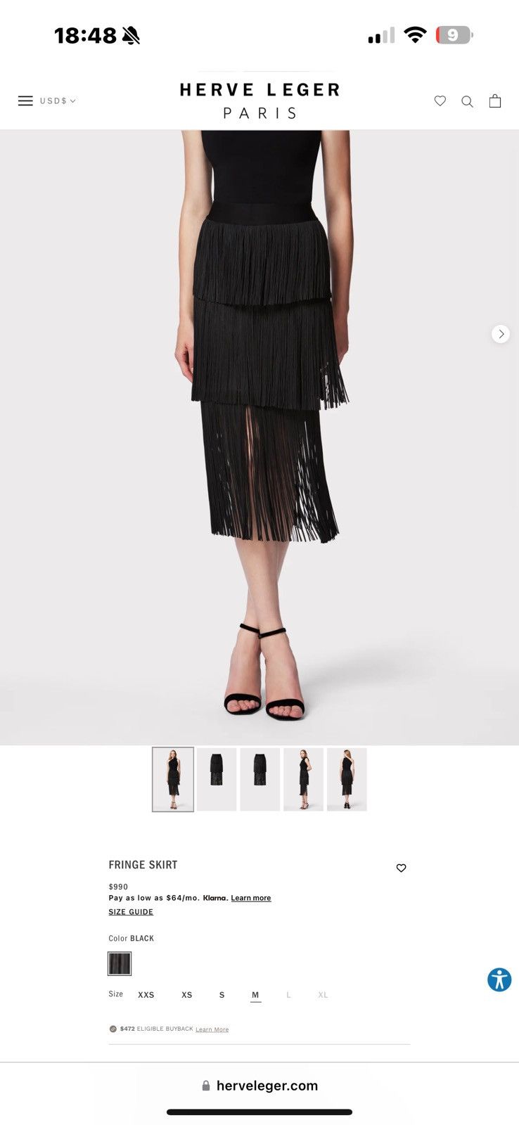 Herve Leger Hervé Léger Black Fringe Skirt Size 30" / US 8 / IT 44 - 1 Thumbnail