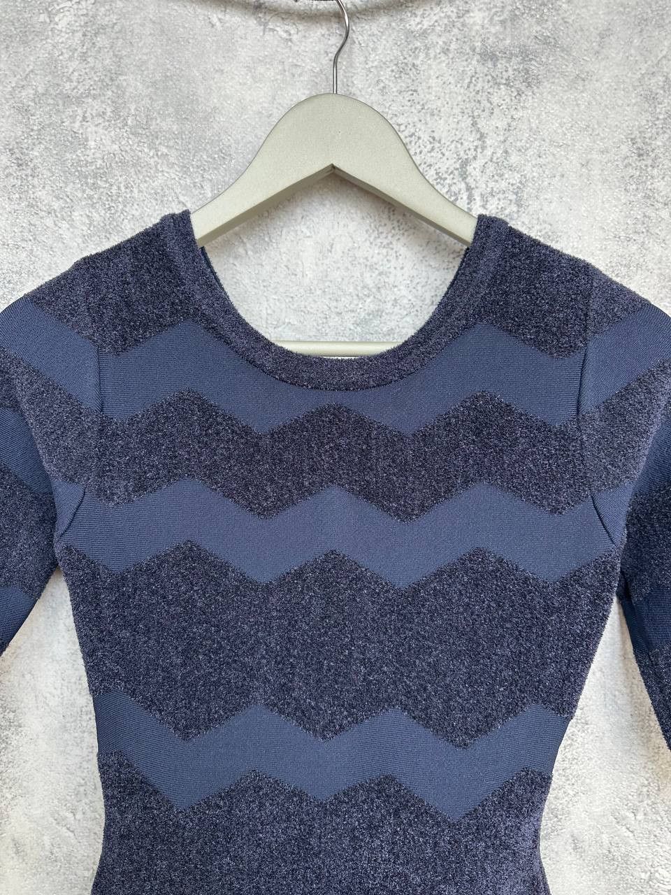 Alaia Alaïa Knit Skater Dress Alaia Navy Zig Zag Textured Size S / US 4 / IT 40 - 4 Thumbnail