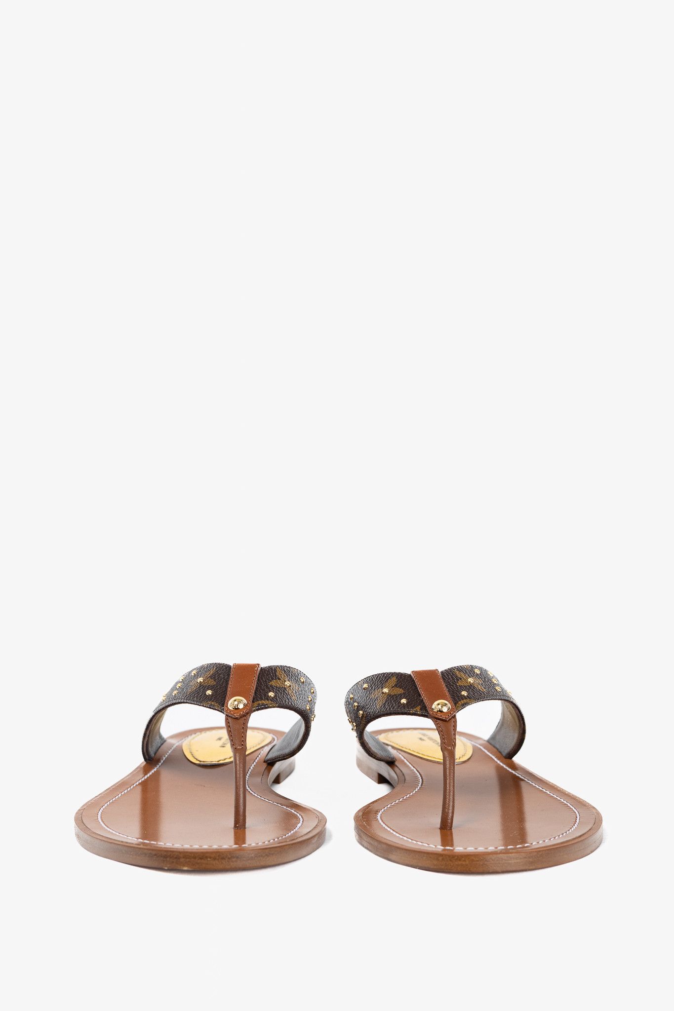 Louis Vuitton Louis Vuitton Sunny Monogram Studded Flat Thong Sandals Size US 8.5 / IT 38.5 - 3 Thumbnail