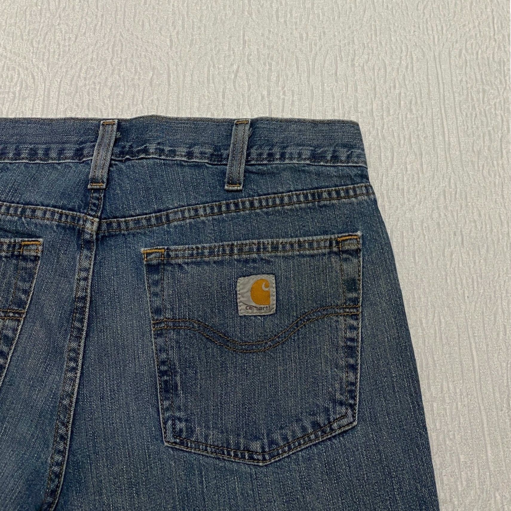 Carhartt Carhartt Jeans Men 36x34 Relaxed Straight Denim Blue Cotton Workwear 5-Pocket Zipper Button Logo Distressed Nicaraguan Spring Summer Fall Winter Mens Size US 36 / EU 52 - 4 Thumbnail