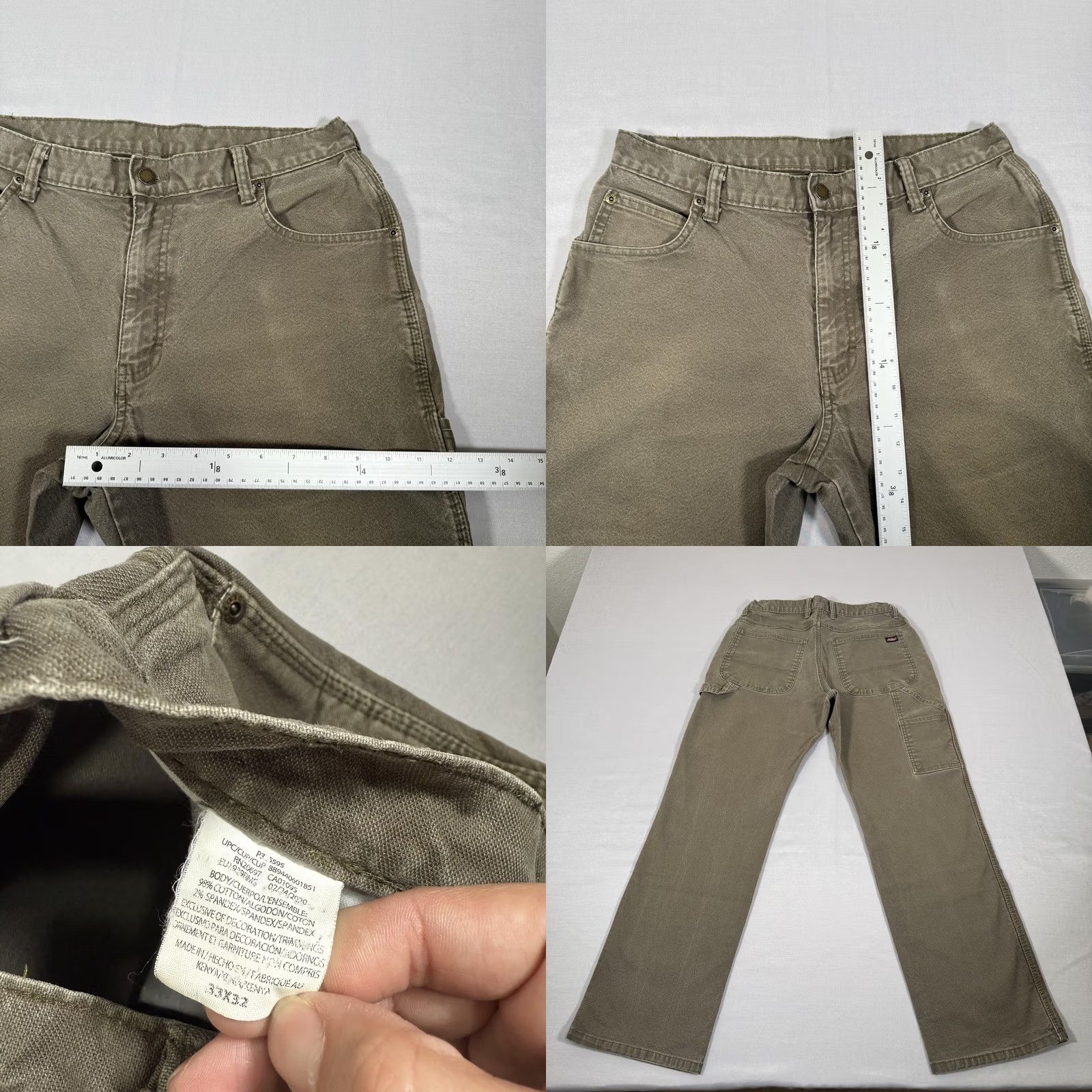 Dickies Dickies Pants Mens 33x32 Green Canvas Carpenter Straight Fit Stretch Workwear Pants Mens Green Canvas Carpenter Straight Fit 33x32 Regular” Size US 33 - 8 Thumbnail