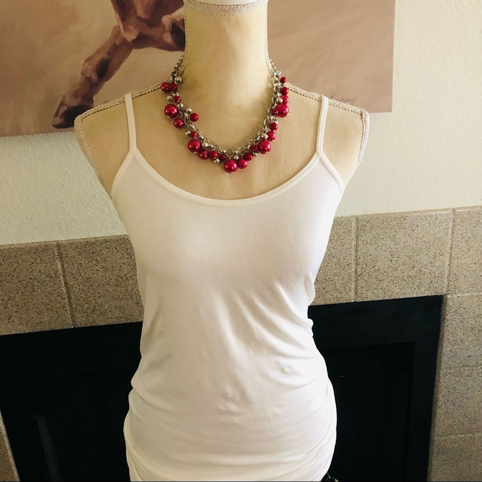Jewelry Merlot beaded cluster silver chain link necklace Size ONE SIZE - 3 Thumbnail
