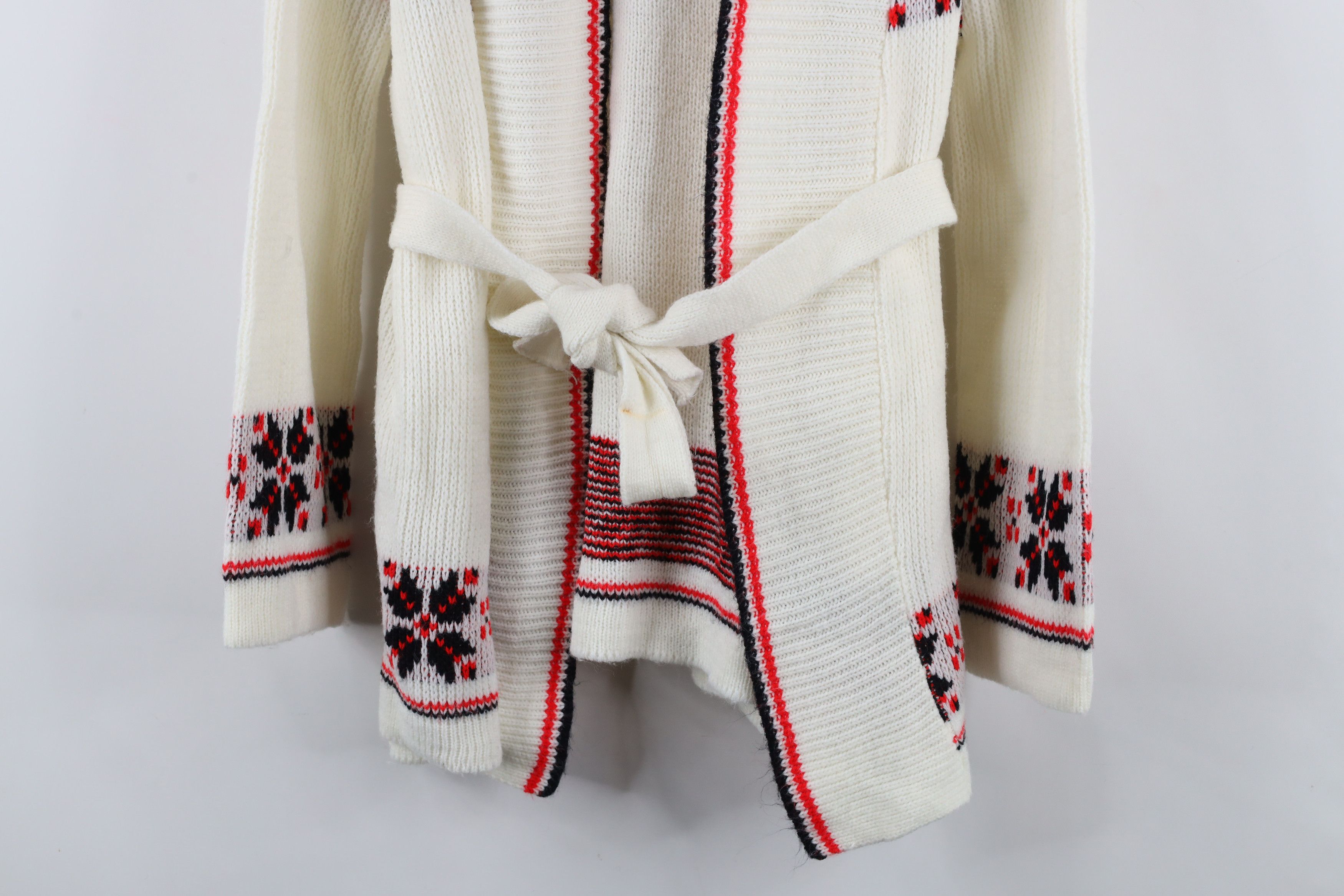 Vintage Vintage 60s 70s Knit Belted Shawl Cardigan Sweater USA Size L / US 10 / IT 46 - 3 Thumbnail