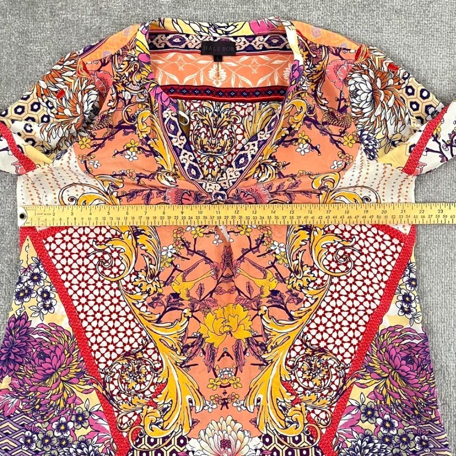 Vintage Hale Bob Women's Blouse Large Silk Chiffon Sheer Abstract Art Floral Casual Office Wear Size L / US 10 / IT 46 - 5 Thumbnail