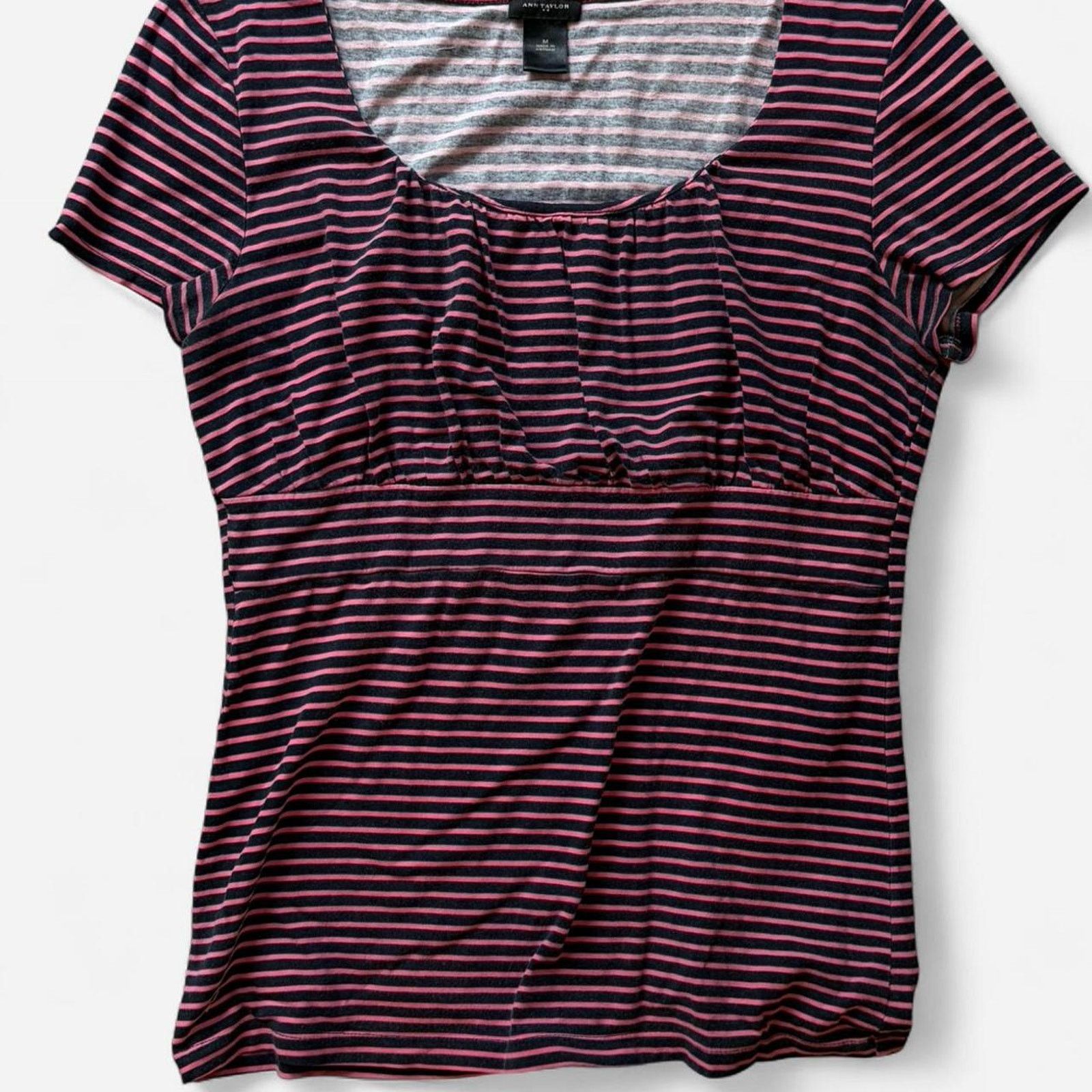Ann Taylor Ann Taylor Black & Pink Striped Blouse Size M / US 6-8 / IT 42-44 - 1 Thumbnail