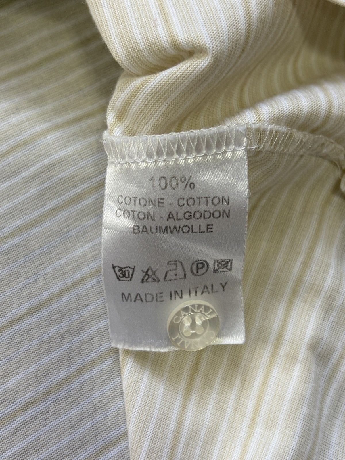 Canali CANALI Beige Striped 100% Cotton Polo Shirt 52 XL Italy Size US XL / EU 56 / 4 - 7 Thumbnail