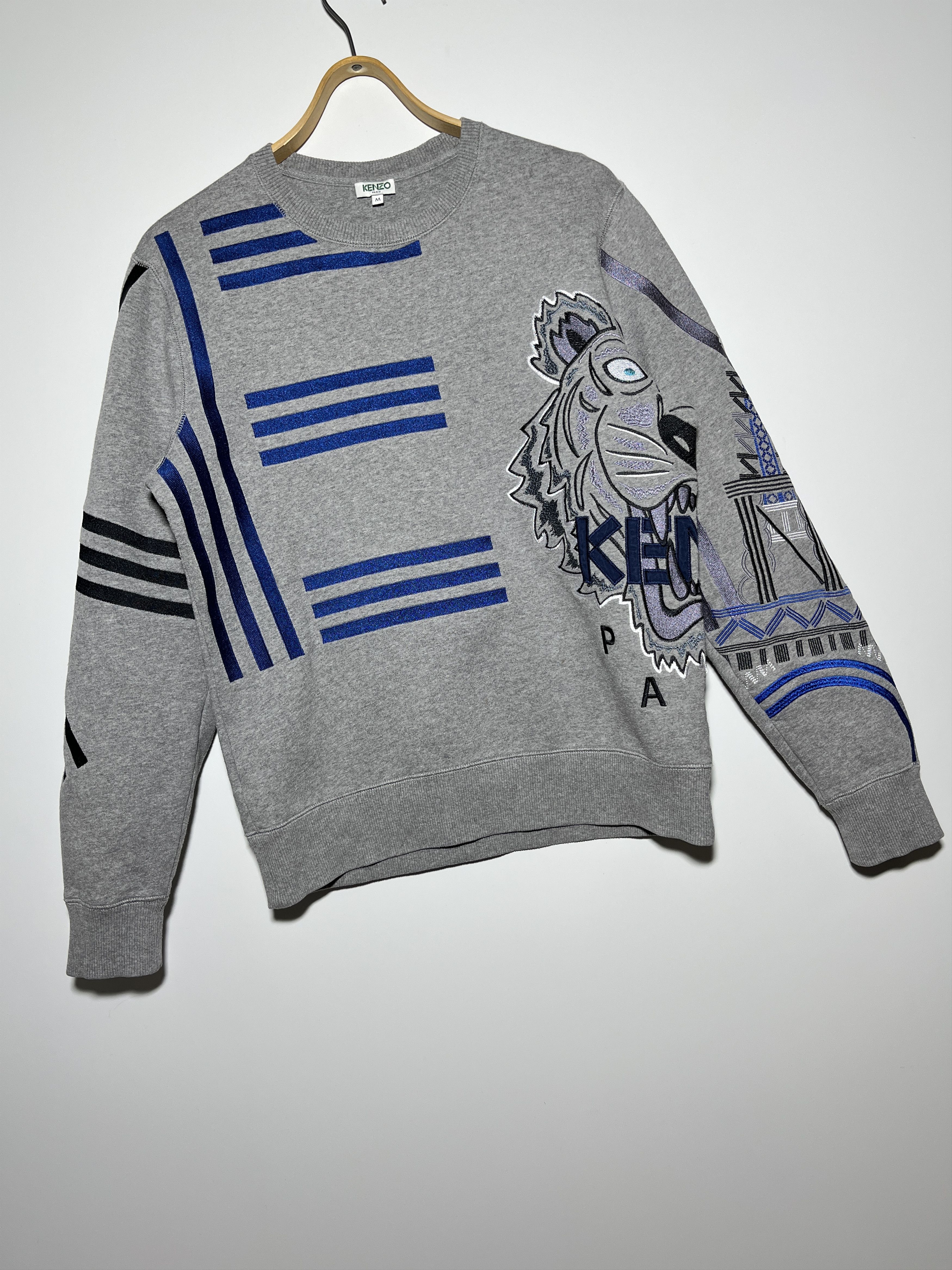 Kenzo Kenzo Embroidered Tiger Geometric Gray Sweatshirt Size M Size US M / EU 48-50 / 2 - 4 Thumbnail