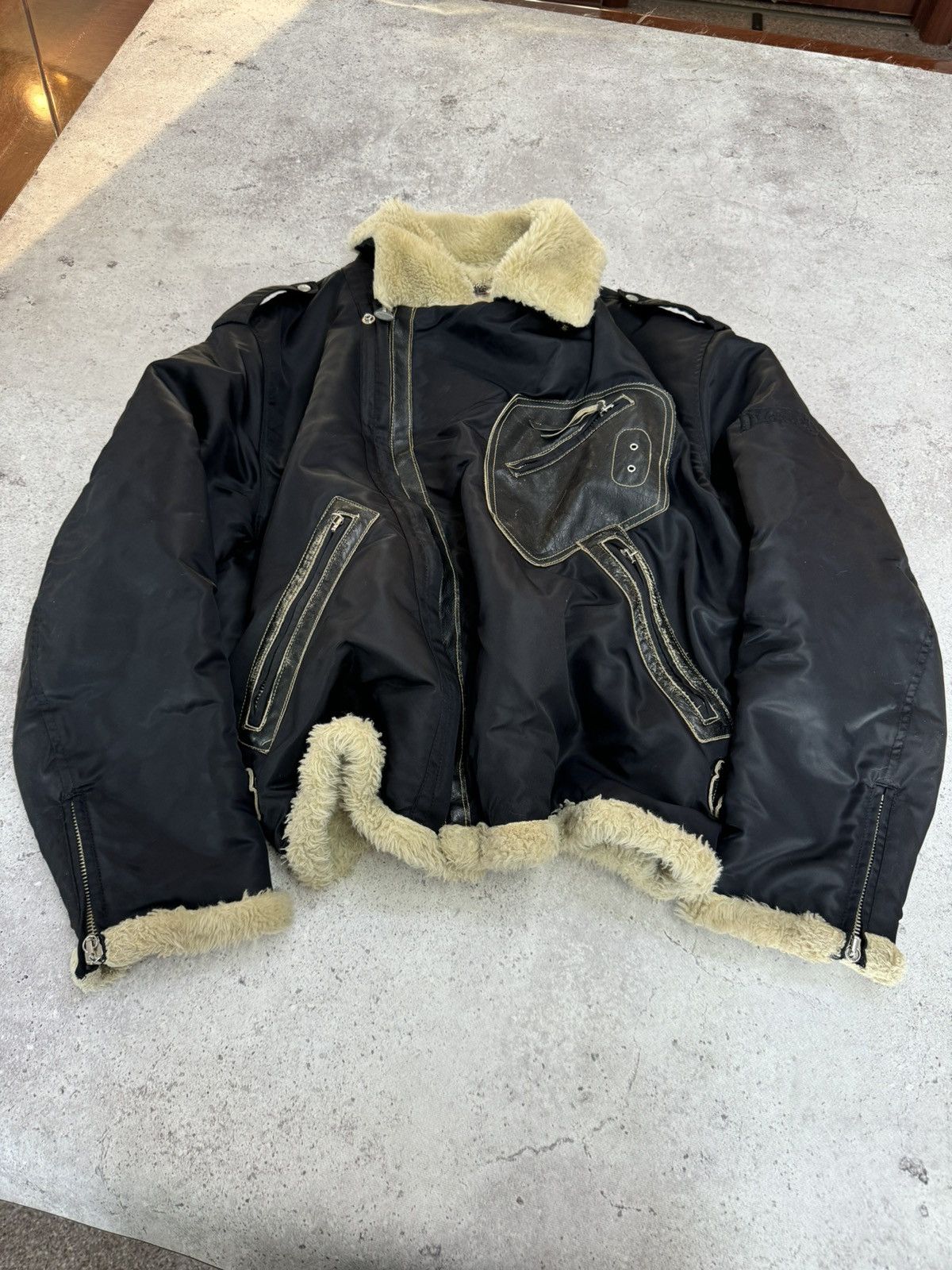 Diesel Vintage Asymmetric Diesel Leather Inserts Jacket Size US XL / EU 56 / 4 - 2 Thumbnail