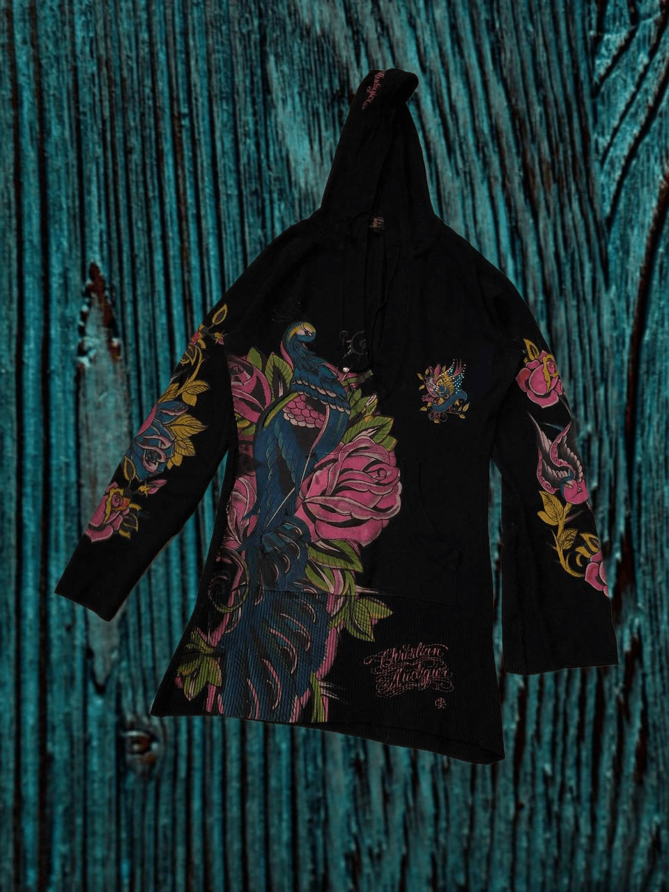 Christian Audigier VTG Christian Audigier Hoodie Sweater Graphic PRINT Studded Size L / US 10 / IT 46 - 1 Thumbnail