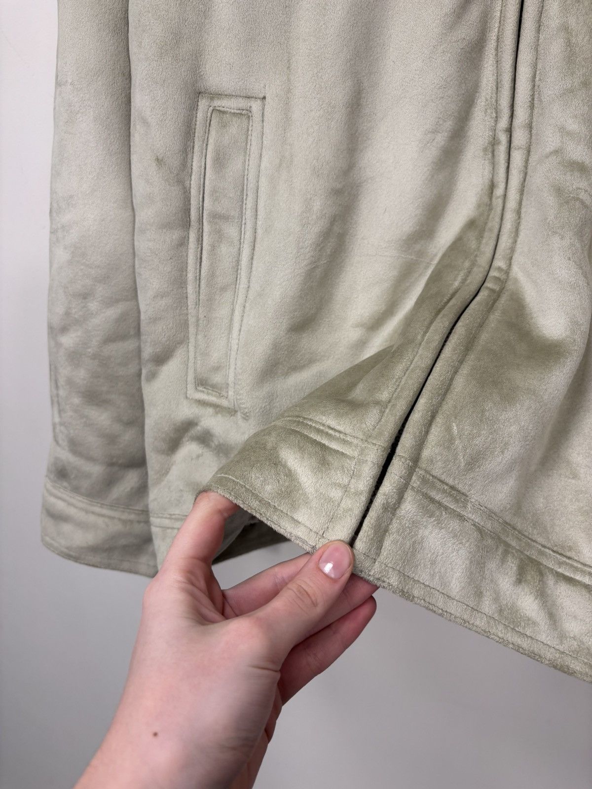 Quiksilver Vintage Quiksilver Men’s Pale Green Sheepskin Jacket Coat Size US L / EU 52-54 / 3 - 9 Thumbnail