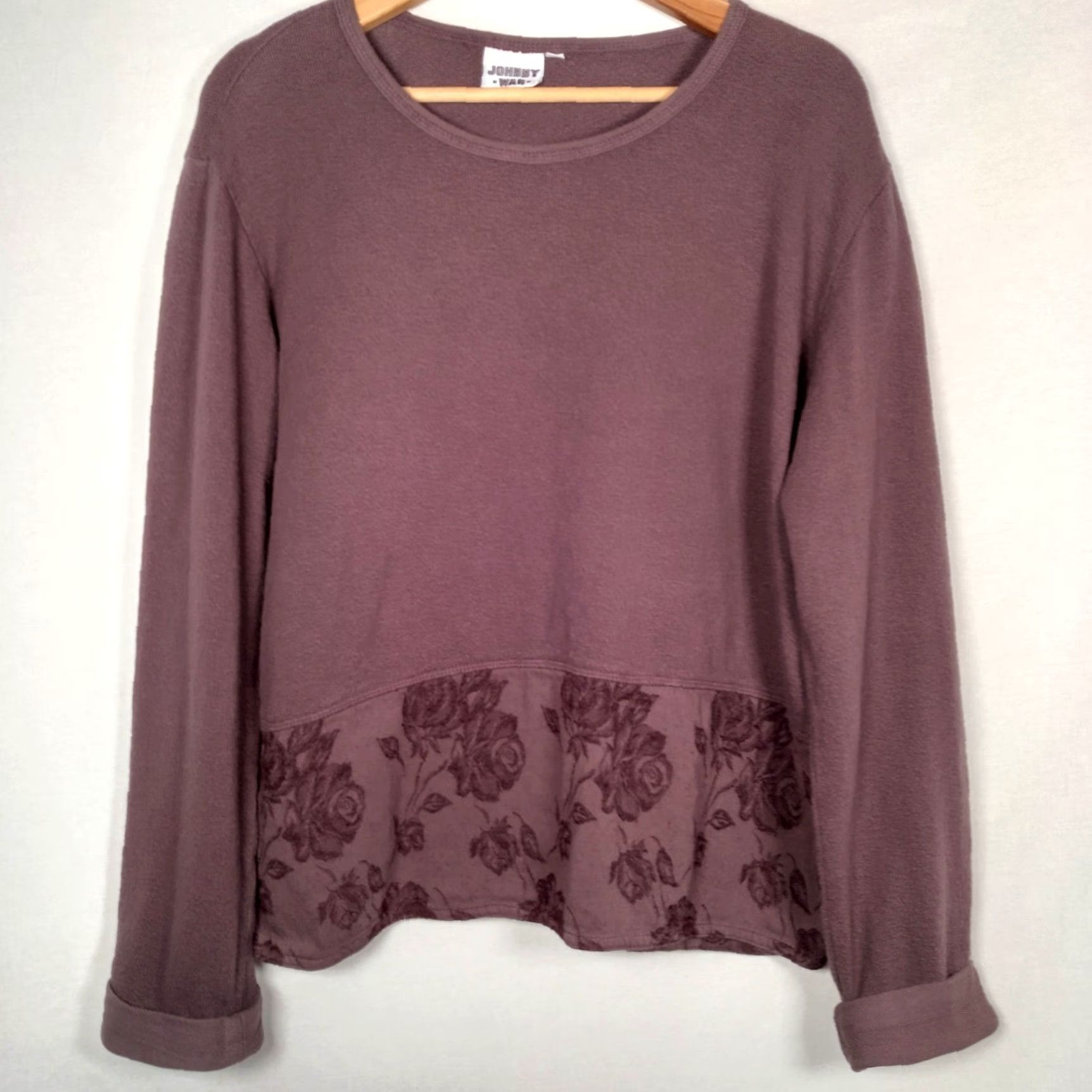 Johnny Was Johnny Was Shirt Women M Long Sleeve Knit Plum Floral Trim Boho Size M / US 6-8 / IT 42-44 - 2 Thumbnail