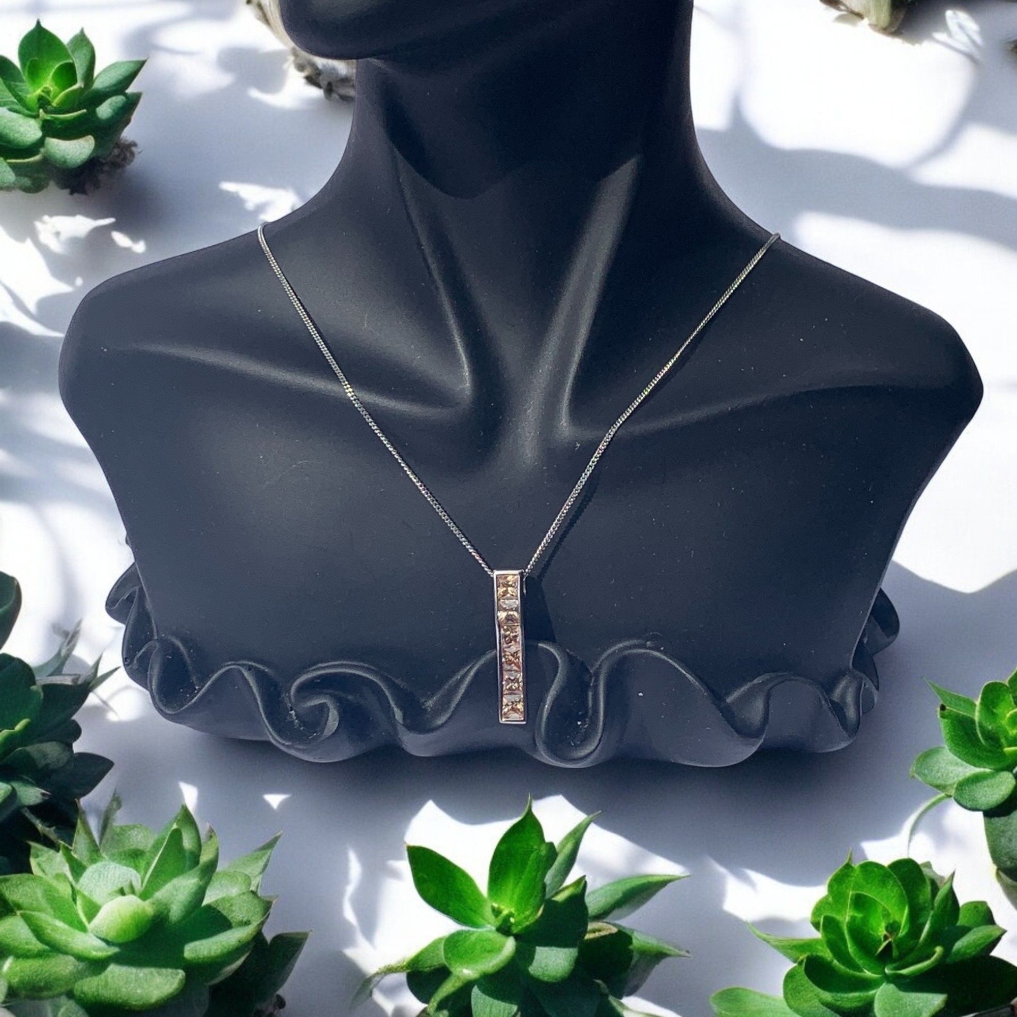 Designer Sterling Silver Women's Necklace With Yellow CZ Pendant, 18" Size ONE SIZE - 9 Thumbnail