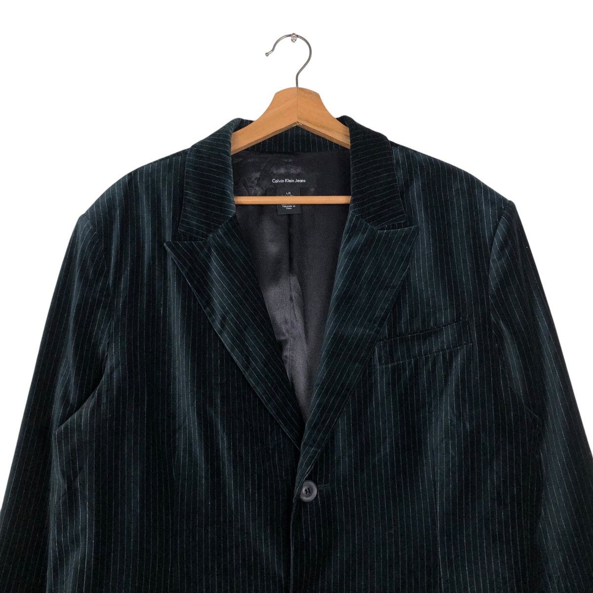 Calvin Klein × Japanese Brand × Vintage 📌Cropped Biker Velvet Jacket Calvin Klein Jeans Striped Size US L / EU 52-54 / 3 - 4 Thumbnail