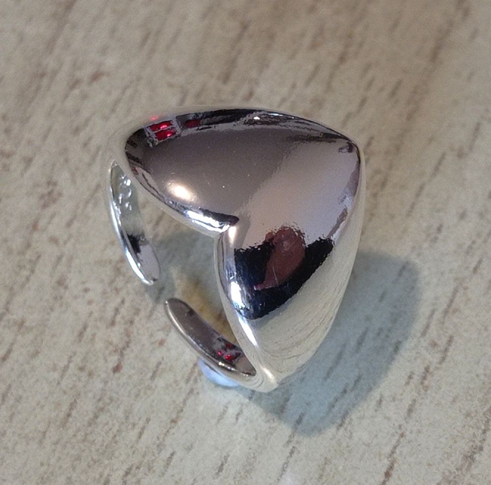 Designer × Vintage Vintage Oversize Heart Shiny Silver Ring Punk Rave Size ONE SIZE - 4 Thumbnail