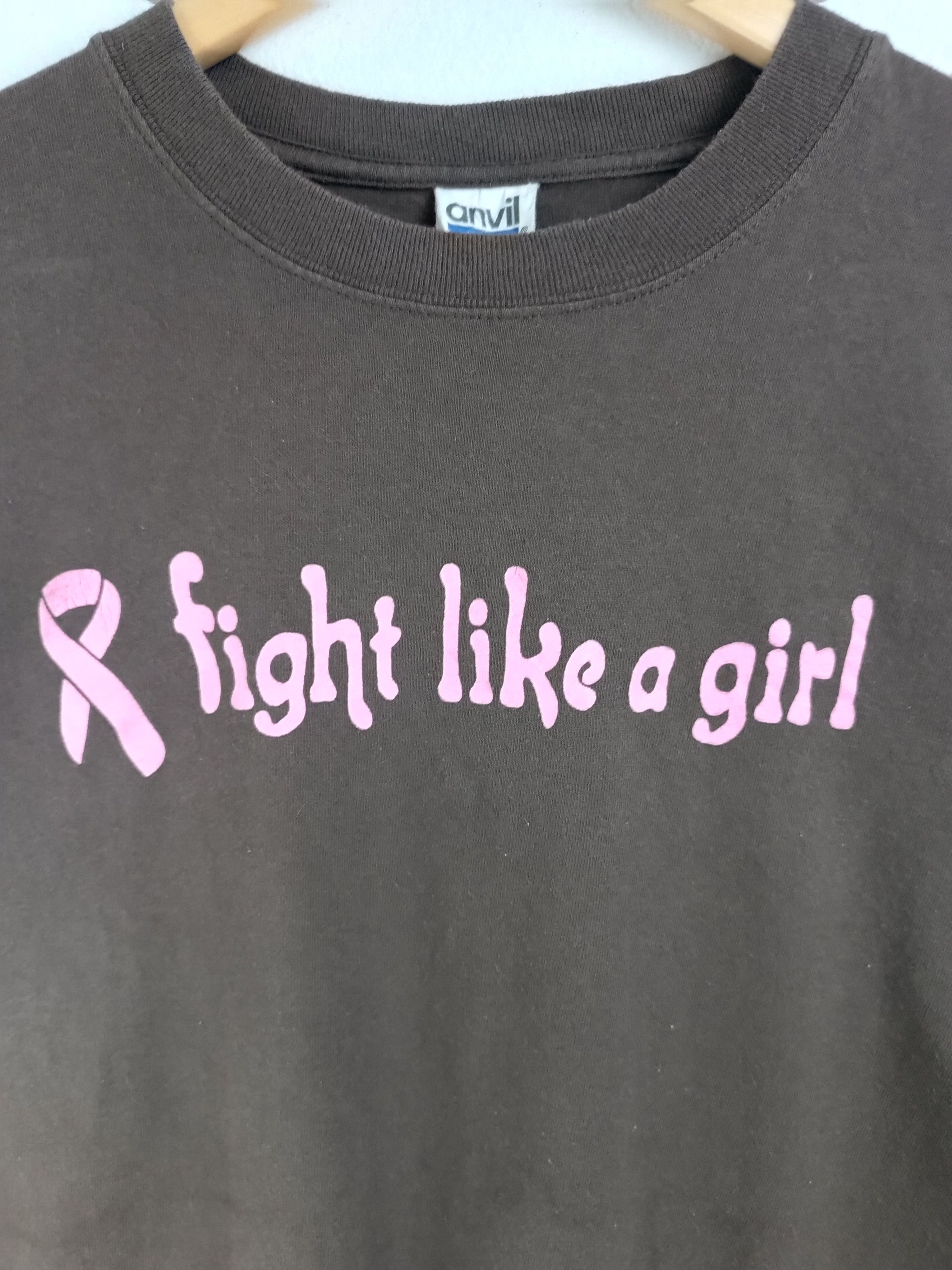 VINTAGE Y2K FIGHT LIKE A GIRL TEE ADULT HUMOR CANCER