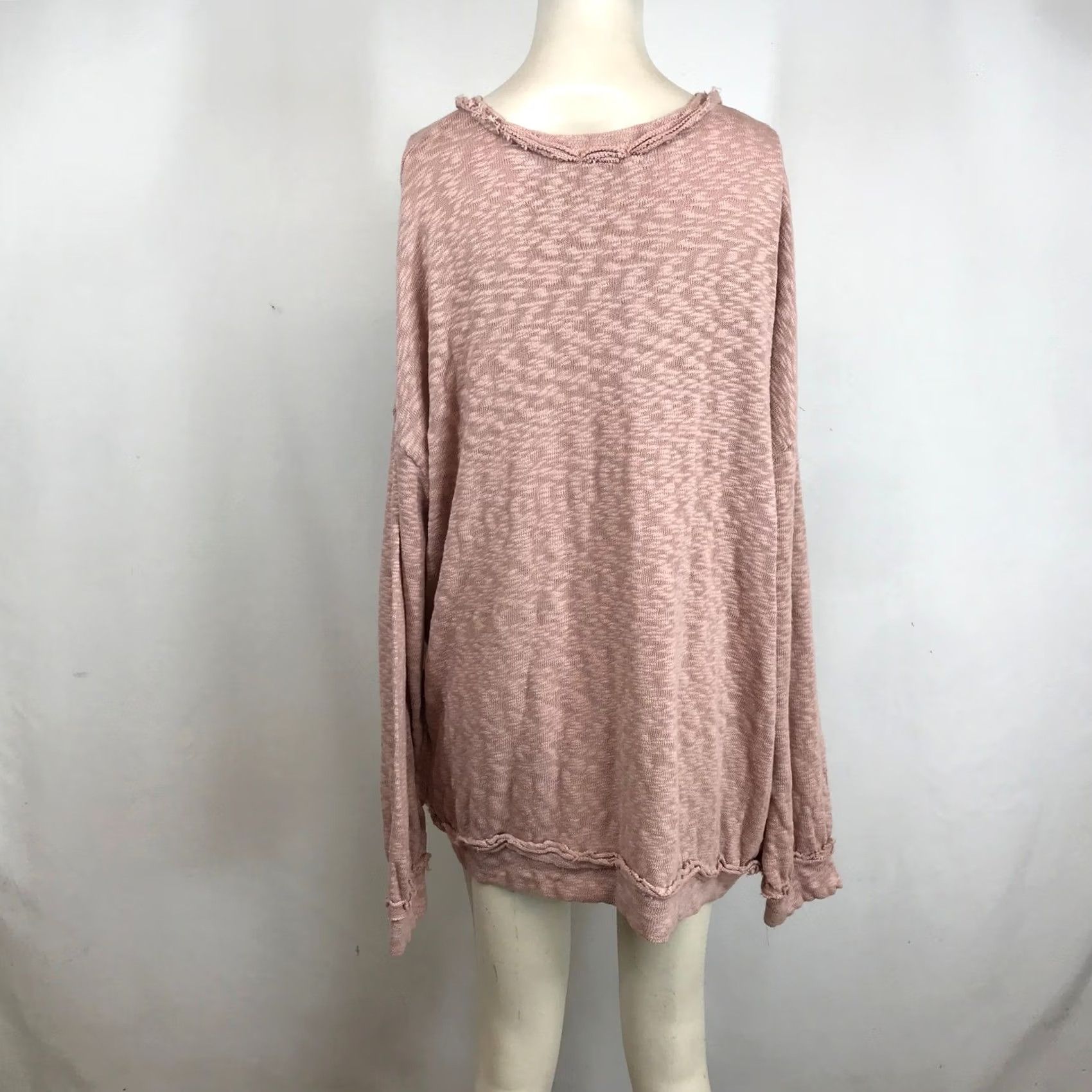 Vintage POL Womens Oversized Marled Knit Sweater Dusty Rose Pink Raw Edge SMT2254E L Size L / US 10 / IT 46 - 5 Thumbnail