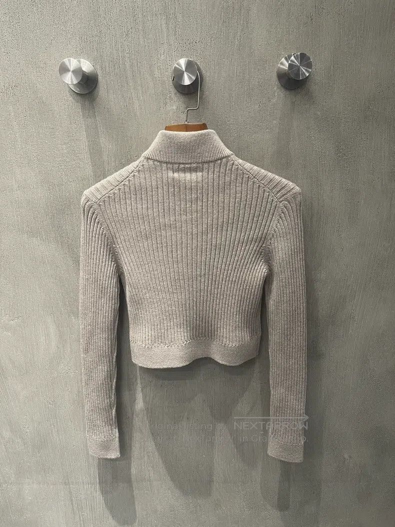 Miu Miu Miu Miu Oatmeal Knit Zip-up Jacket Size XS / US 0-2 / IT 36-38 - 2 Thumbnail