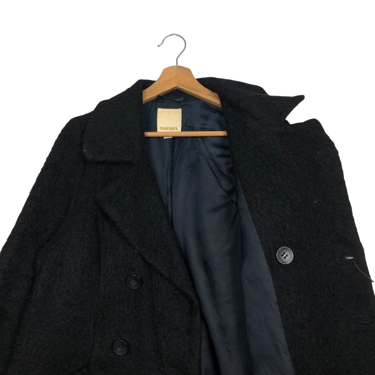 Diesel 🔥RICH BLACK MOHAIR LONG JACKET DOUBLE BREAST DIESEL Size US XXS / EU 40 - 15 Thumbnail