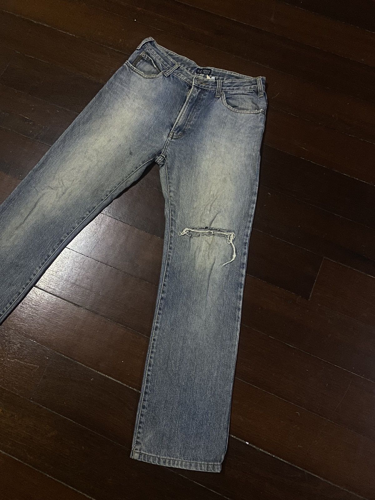 Armani × Giorgio Armani × Vintage Fire vintage ARMANI JEANS distressed mud wash flare Size US 32 / EU 48 - 3 Thumbnail