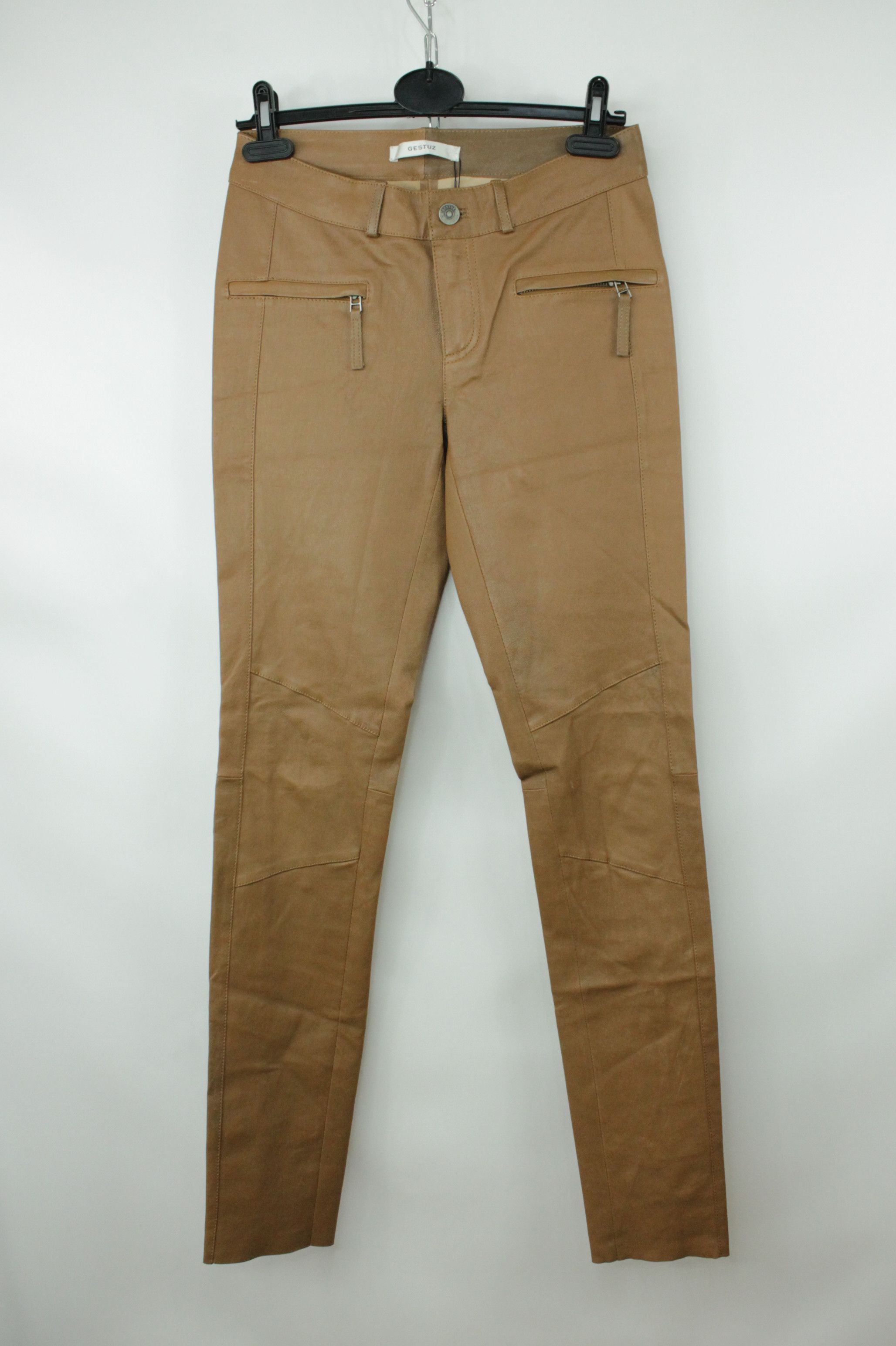 Designer × Genuine Leather × Gestuz Gestuz Brown Leather Slim Fit Bell Women's Pants Size 27" / US 4 / IT 40 - 1 Thumbnail