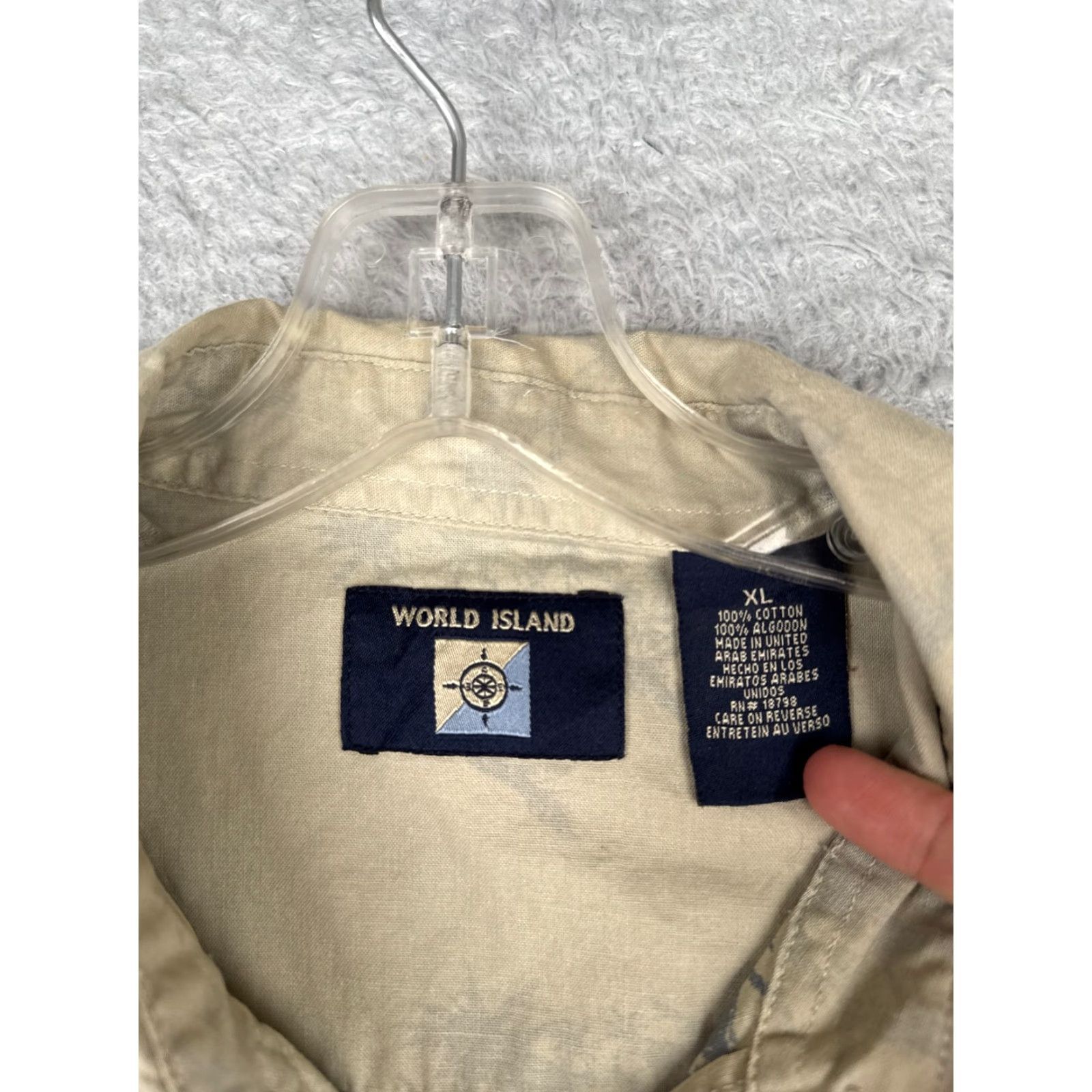 Vintage VINTAGE World Island Shirt Men XL Beige Palm Tree Button Hawaiian 100% Cotton Size US XL / EU 56 / 4 - 7 Thumbnail