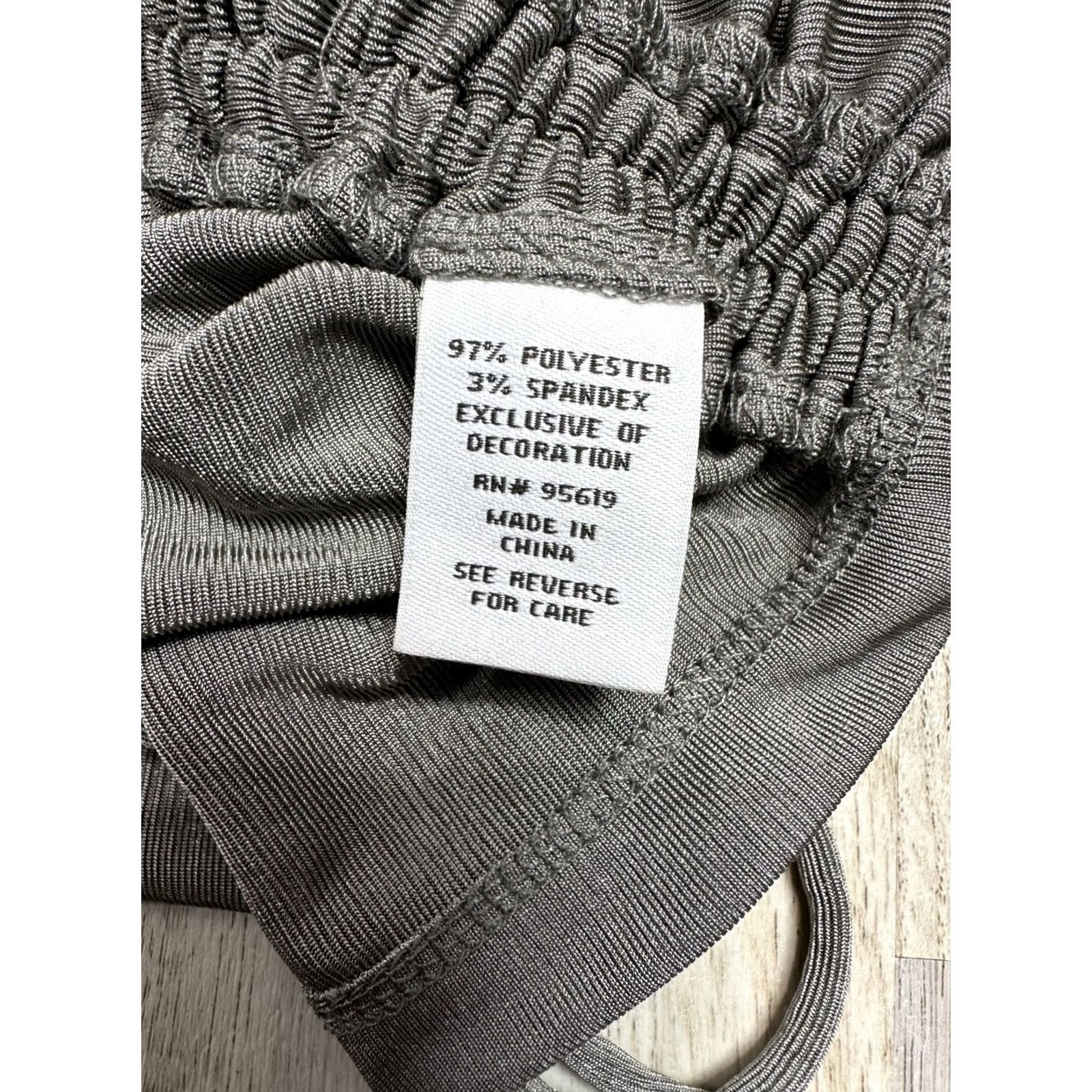 Vintage Fever Womens Dark Gray Gathered Ruched Top Shirt Chain Neck Stretch M NWT Size M / US 6-8 / IT 42-44 - 5 Thumbnail