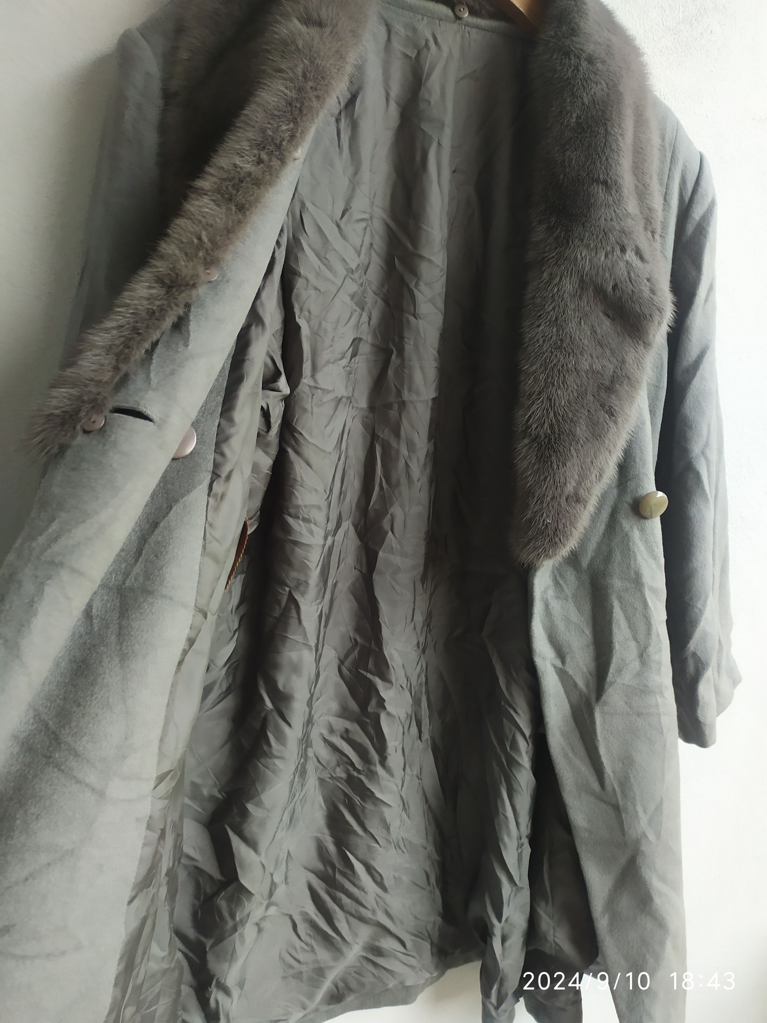If Six Was Nine × Le Grande Bleu (L.G.B.) TESSUTO DI ITALIANO CASHMERE FOX FUR COLLAR COAT Size US L / EU 52-54 / 3 - 5 Thumbnail