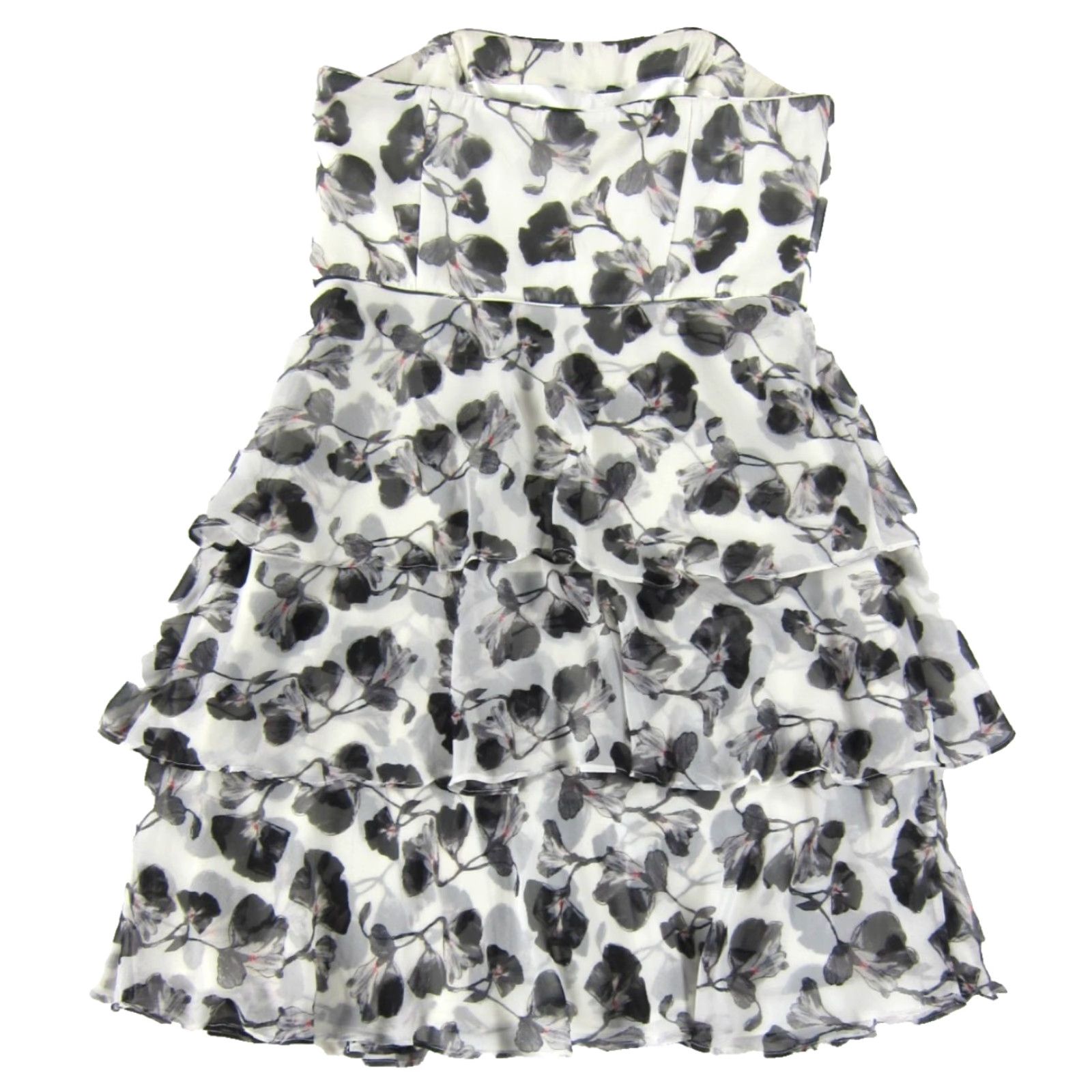 White House Black Market VINTAGE White House Black Market Silk Strapless Dress 10 Floral Knee Length Shirt Women Size L / US 10 / IT 46 - 2 Thumbnail