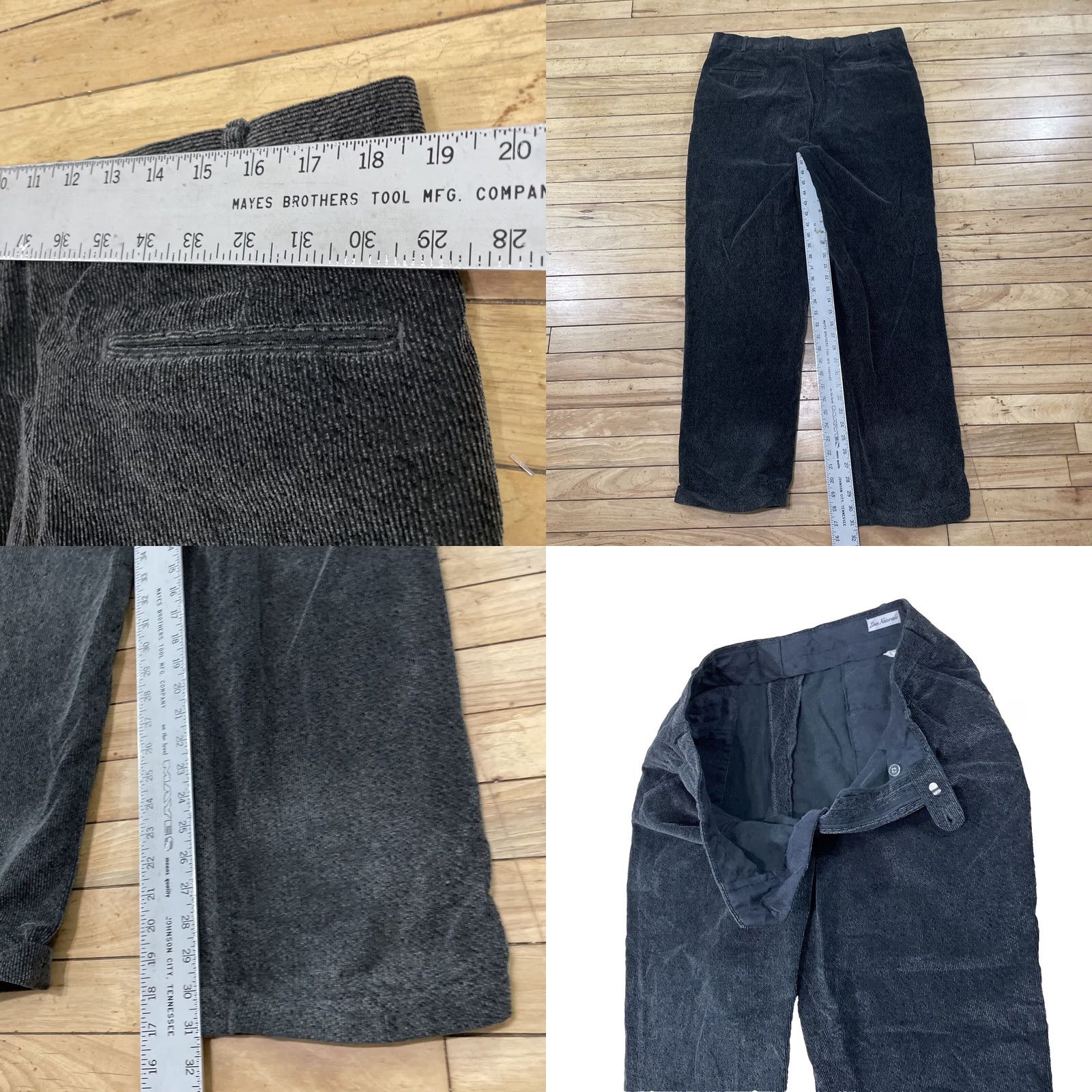 Vintage VINTAGE LINEA NATURALE Pleated Corduroy Pants Men 36x32 Charcoal Gray 90s Wale Jeans Pants Mens Size US 36 / EU 52 - 8 Thumbnail