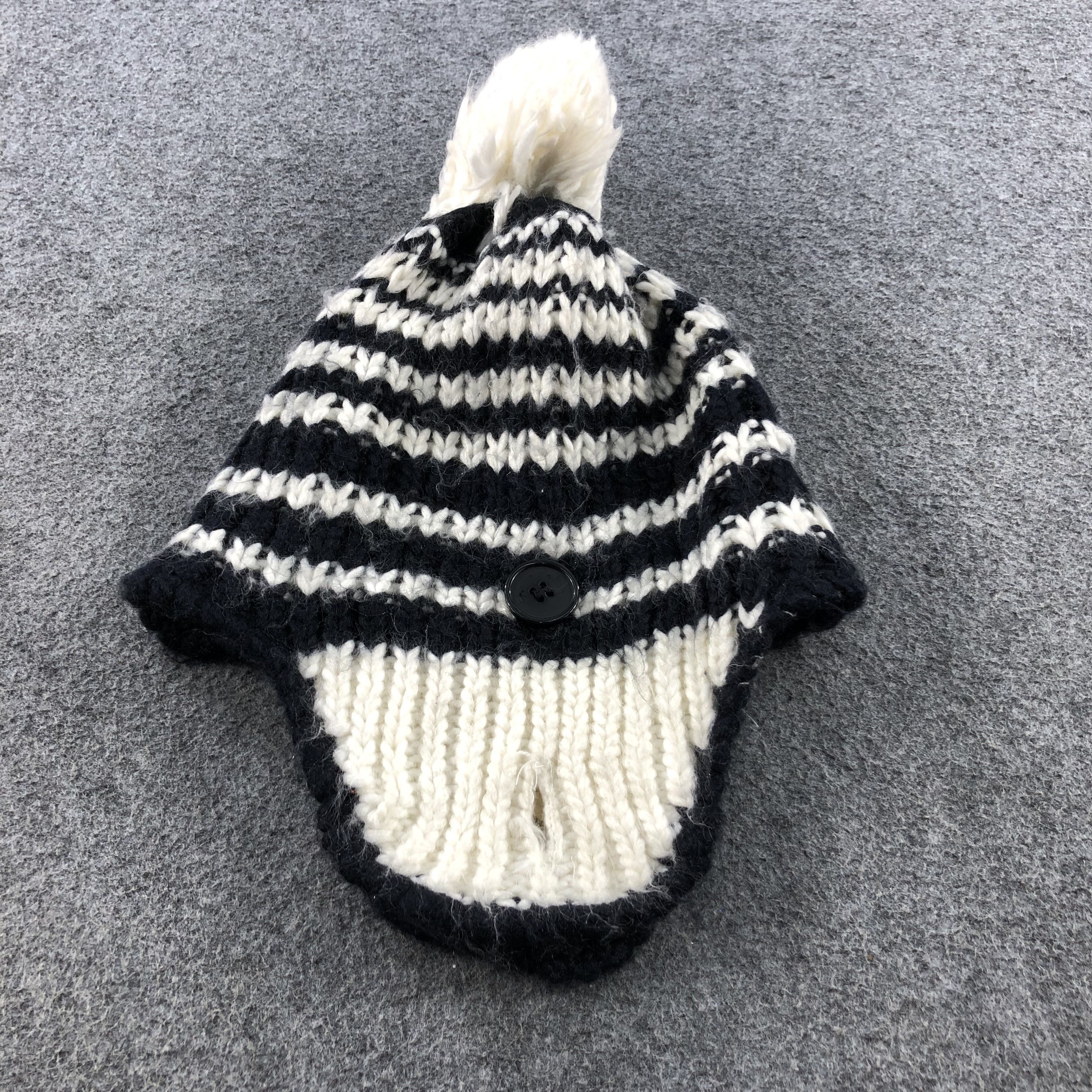 Vintage Ushanka Striped Earflap Bobble Beanie Snowcap Snow Hat B86 Size ONE SIZE - 2 Thumbnail