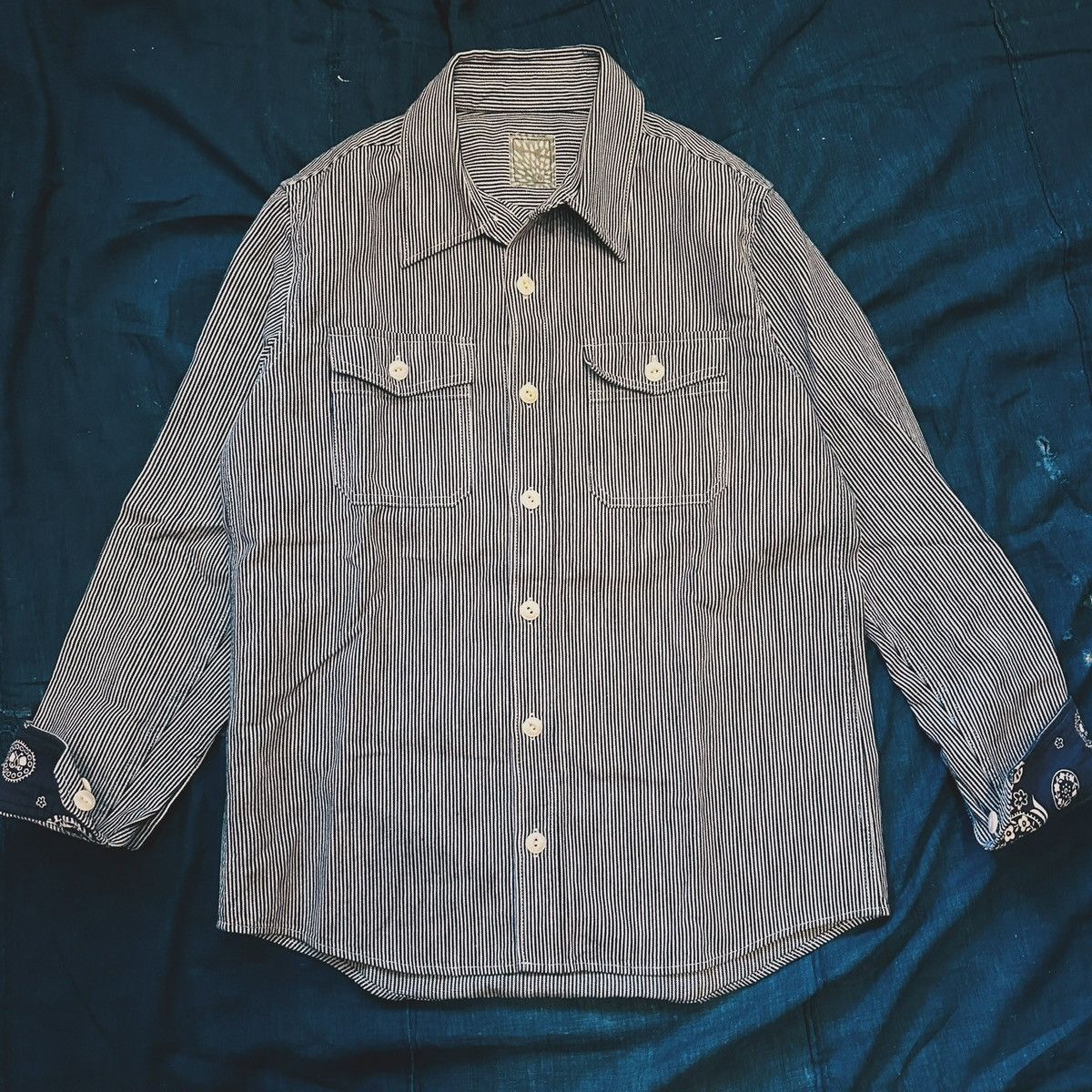 image of Visvim Ict Black Elk Shirt Hickory in Hickory Stripe, Men's (Size Small)