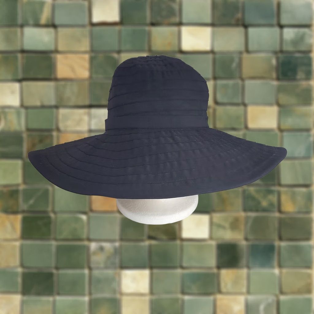 Vintage San Diego Hat Co. Womens Sun Hat Black Ribbon Wide Brim OSFM Packable Lightweight UPF Protection Summer Beach Outdoor Women's Size ONE SIZE - 1 Thumbnail