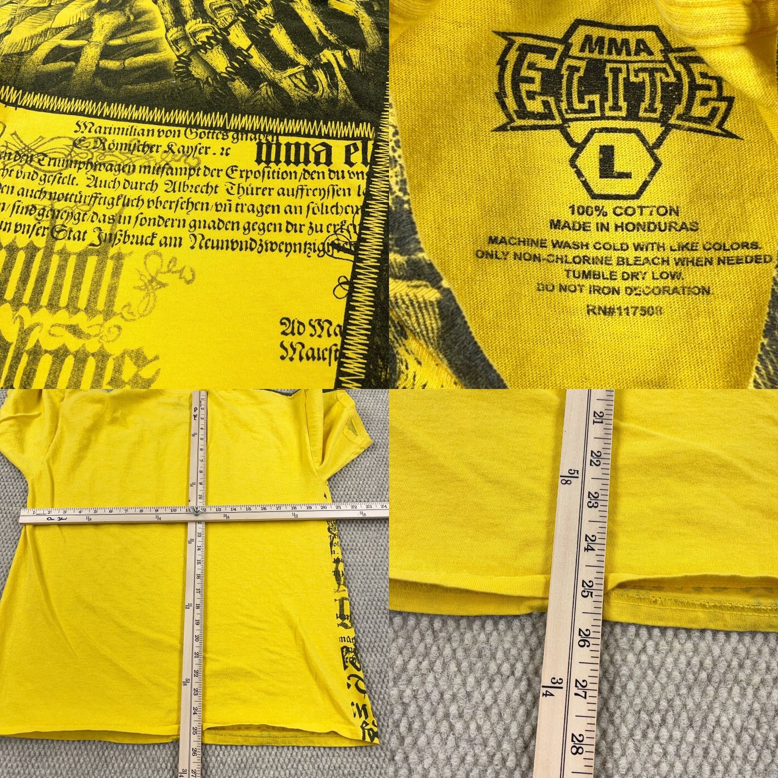 Vintage VINTAGE MMA Elite Graphic T-Shirt Men Large Yellow Punk Goth 2000s Size US L / EU 52-54 / 3 - 8 Thumbnail