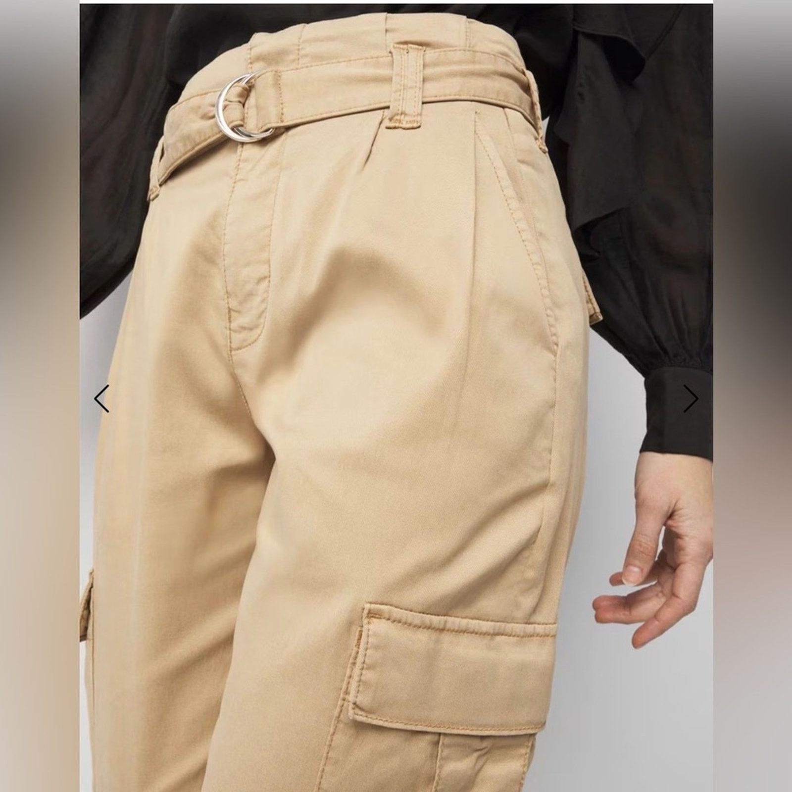 White House Black Market WHBM Extra High Rise Pret Tan Cargo Tapered Ankle Pants. Size 25" / US 0 / IT 36 - 3 Thumbnail