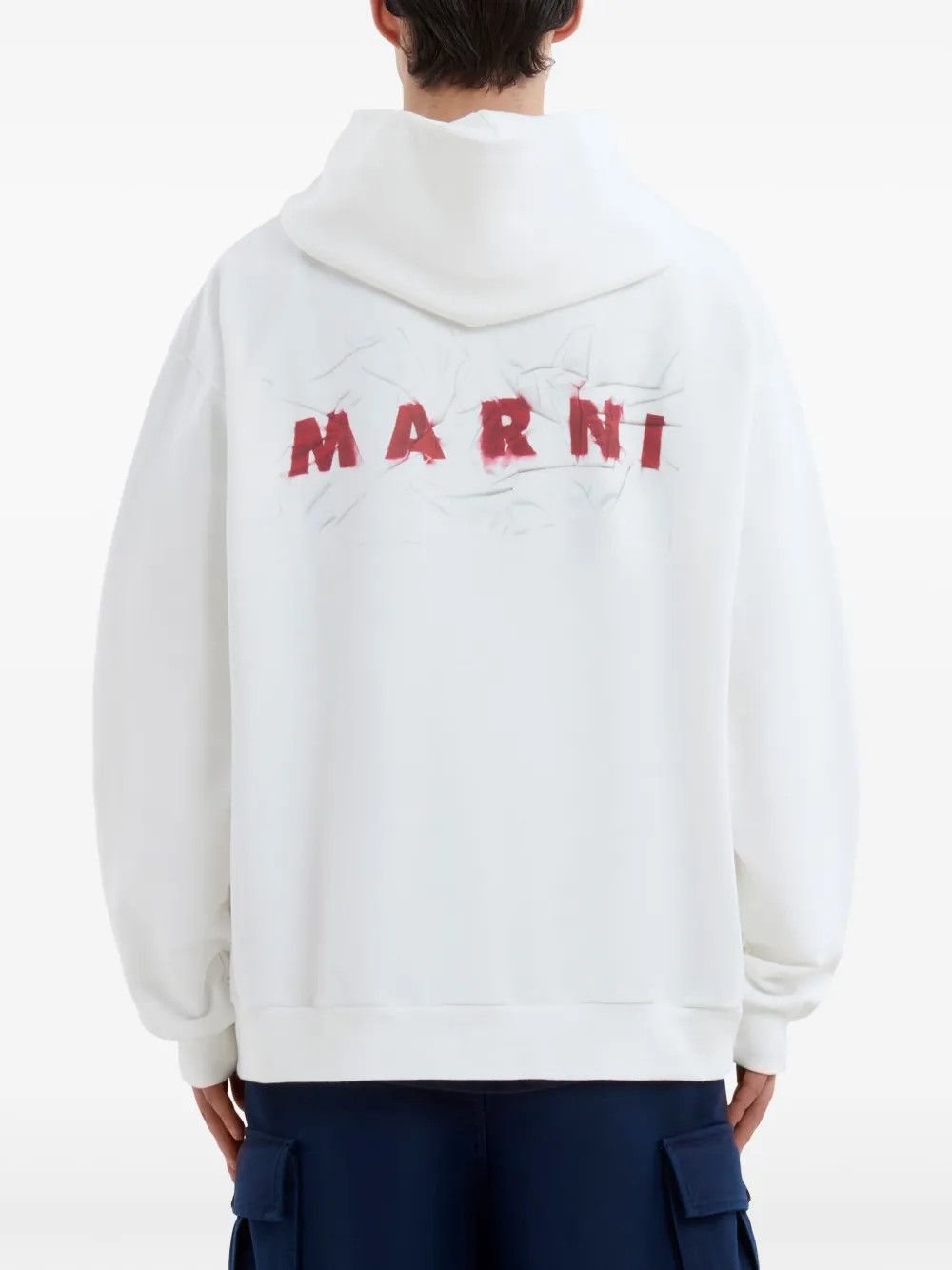 Marni o1w1db10625 Logo-Print Cotton Hoodie in White Size US S / EU 44-46 / 1 - 3 Thumbnail