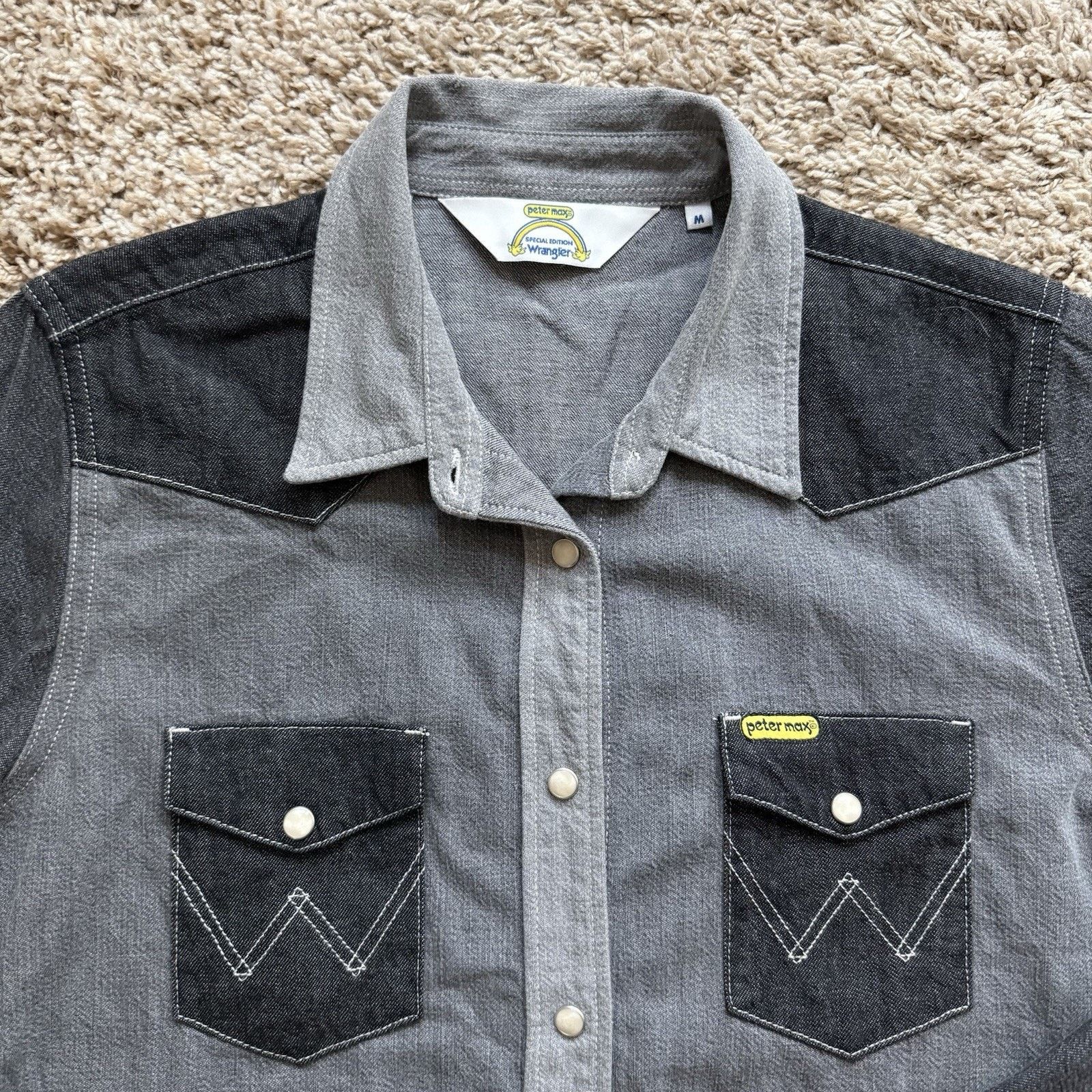 Free People × Wrangler Free People Wrangler Peter Max Western Pearl Snap Grey Shirt Size M / US 6-8 / IT 42-44 - 3 Thumbnail