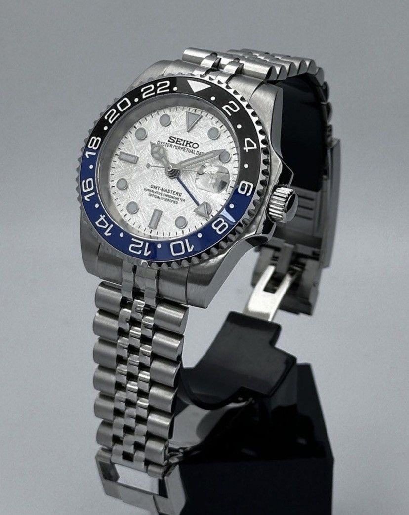 Japanese Brand Seiko Mod GMT-Master 2 Batman Meteorite Jubilee Steel Watch Size ONE SIZE - 3 Thumbnail