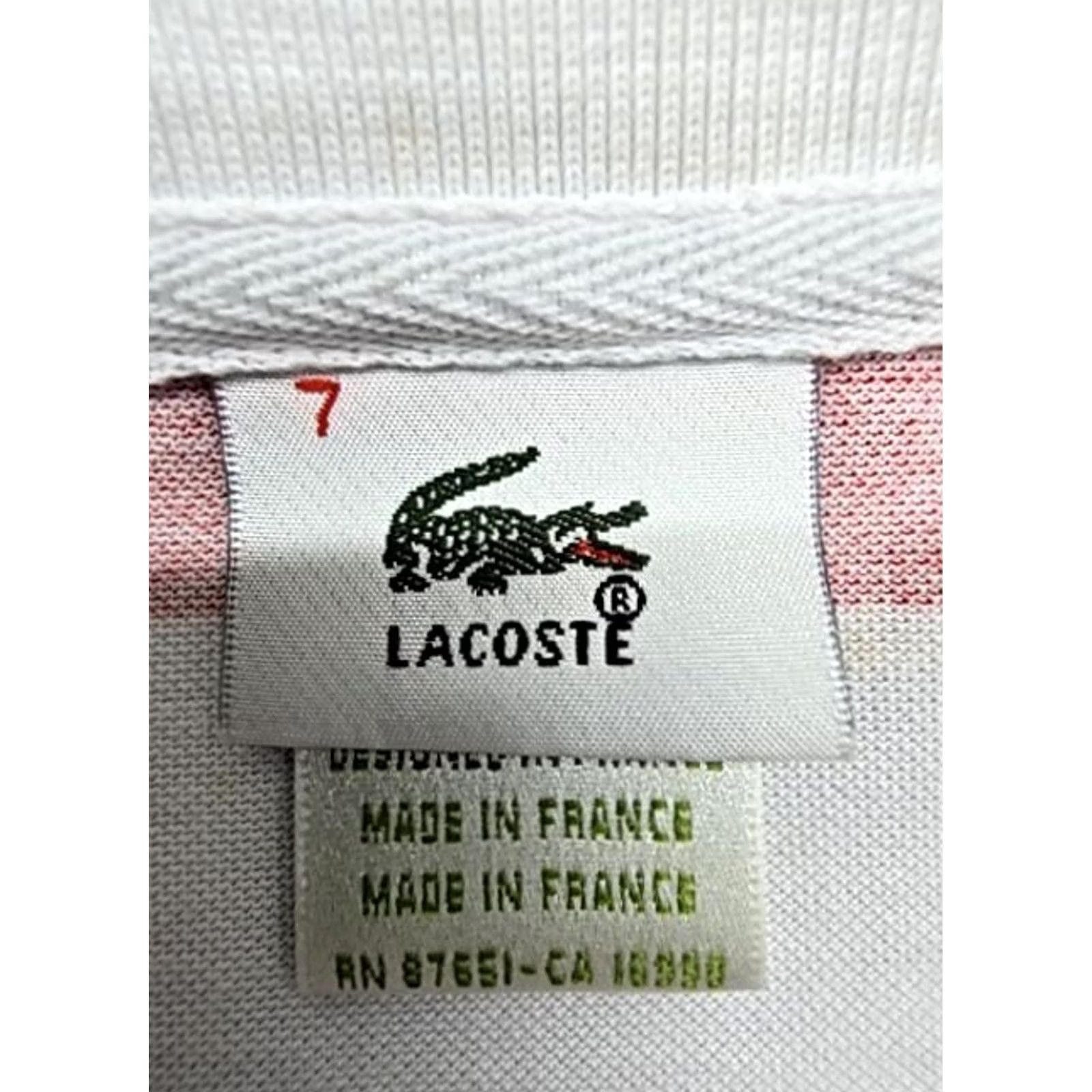 Lacoste Lacoste Polo Shirt Polo Shirt Lacoste Men's Red White Navy Striped Short Sleeve Cotton XXL Size US XXL / EU 58 / 5 - 3 Thumbnail