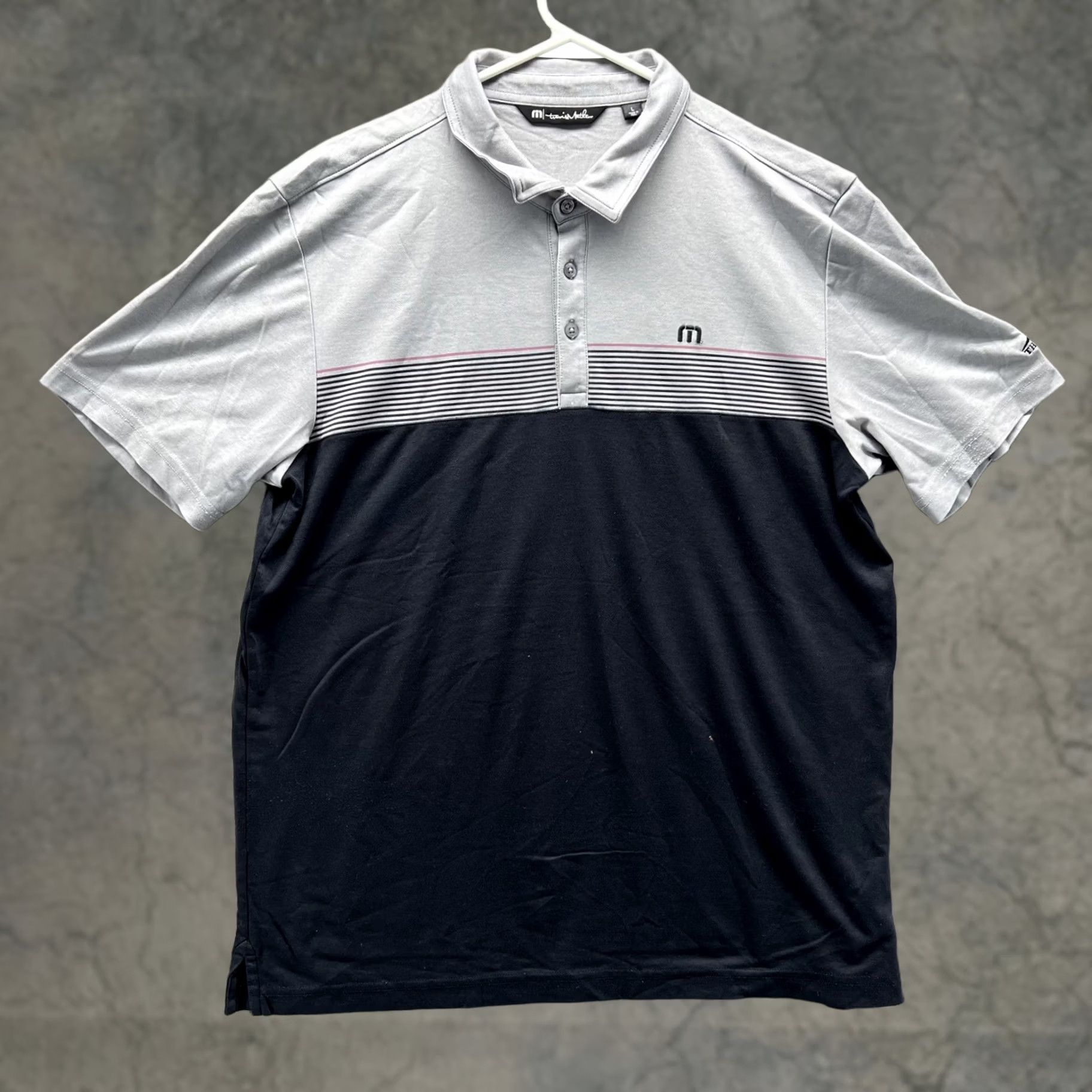 TravisMathew TravisMathew Polo Shirt Mens Large Black Gray Colorblock Golf Broadlands Casual Shirt Mens L Black Gray Colorblock Broadlands Golf Size US L / EU 52-54 / 3 - 1 Thumbnail